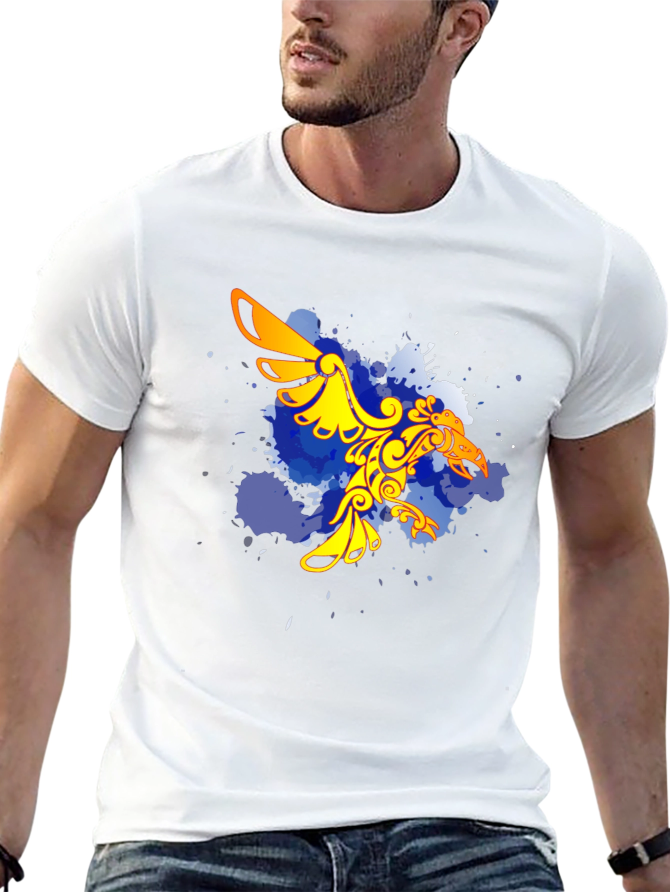 Black T-Shirt with Gold Eagle Graphic