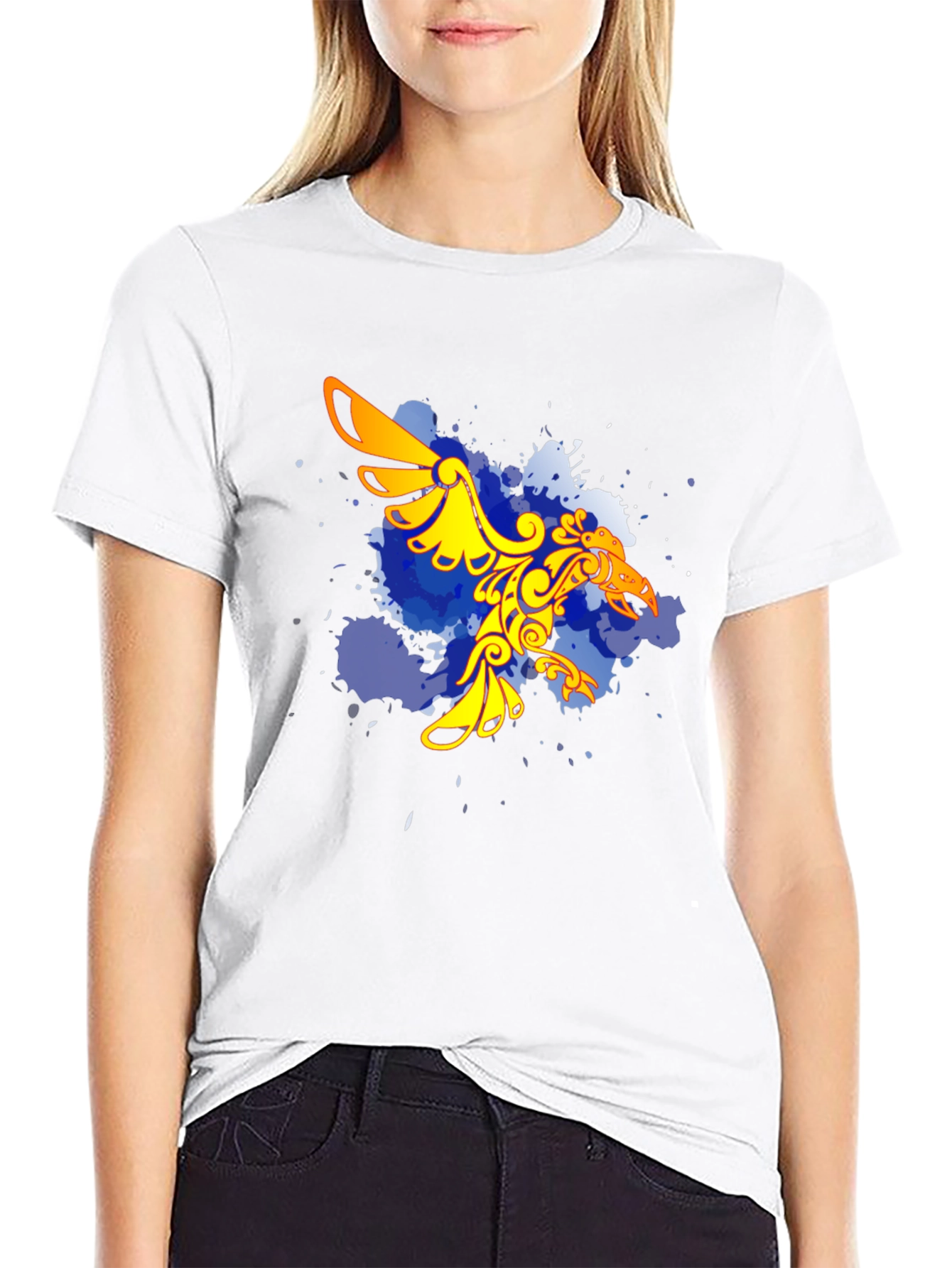 Black T-Shirt with Gold Eagle Graphic
