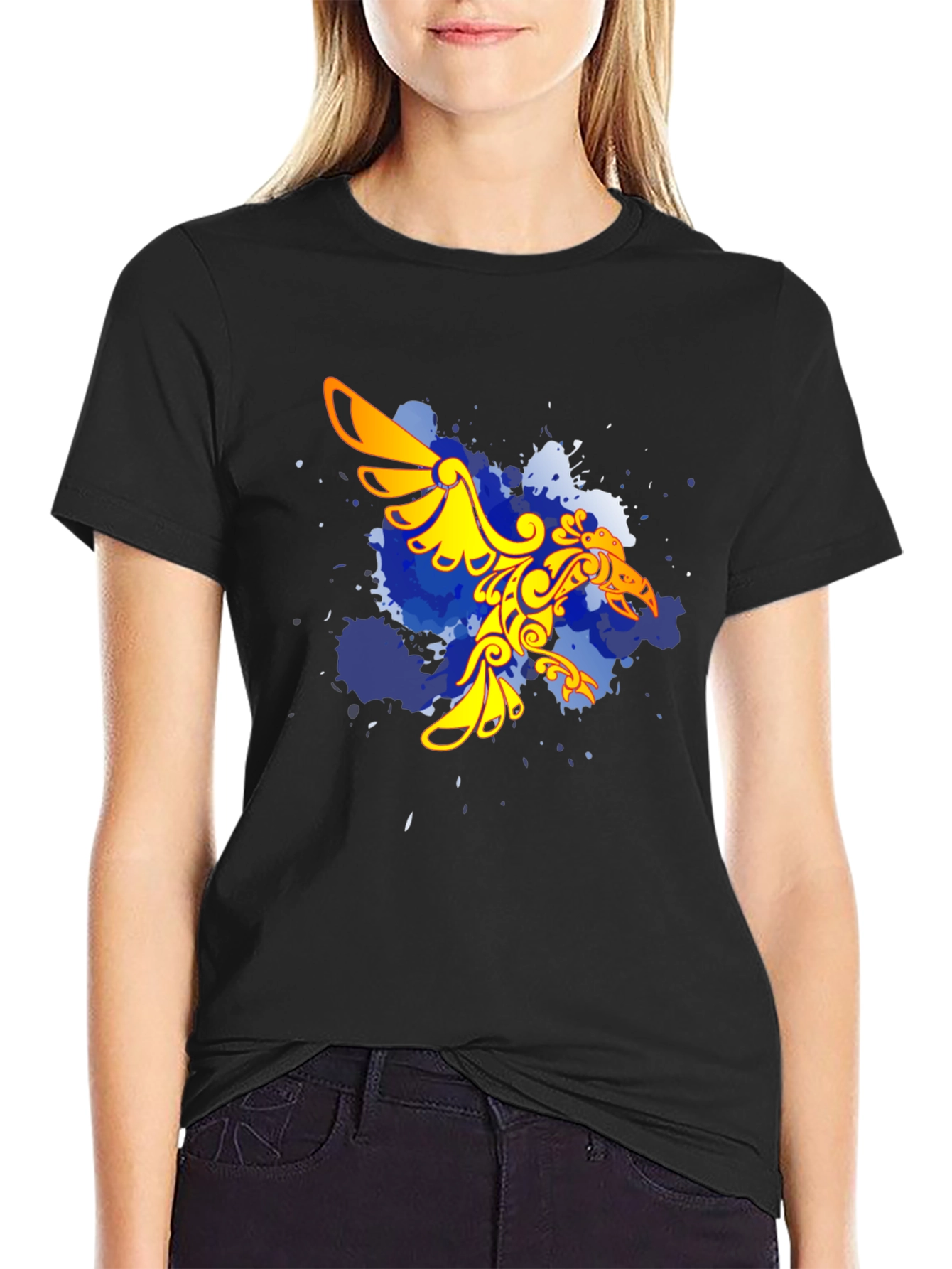 Black T-Shirt with Gold Eagle Graphic
