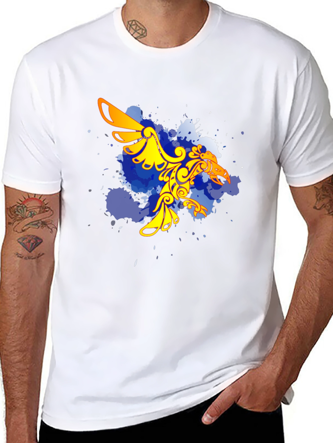 Black T-Shirt with Gold Eagle Graphic