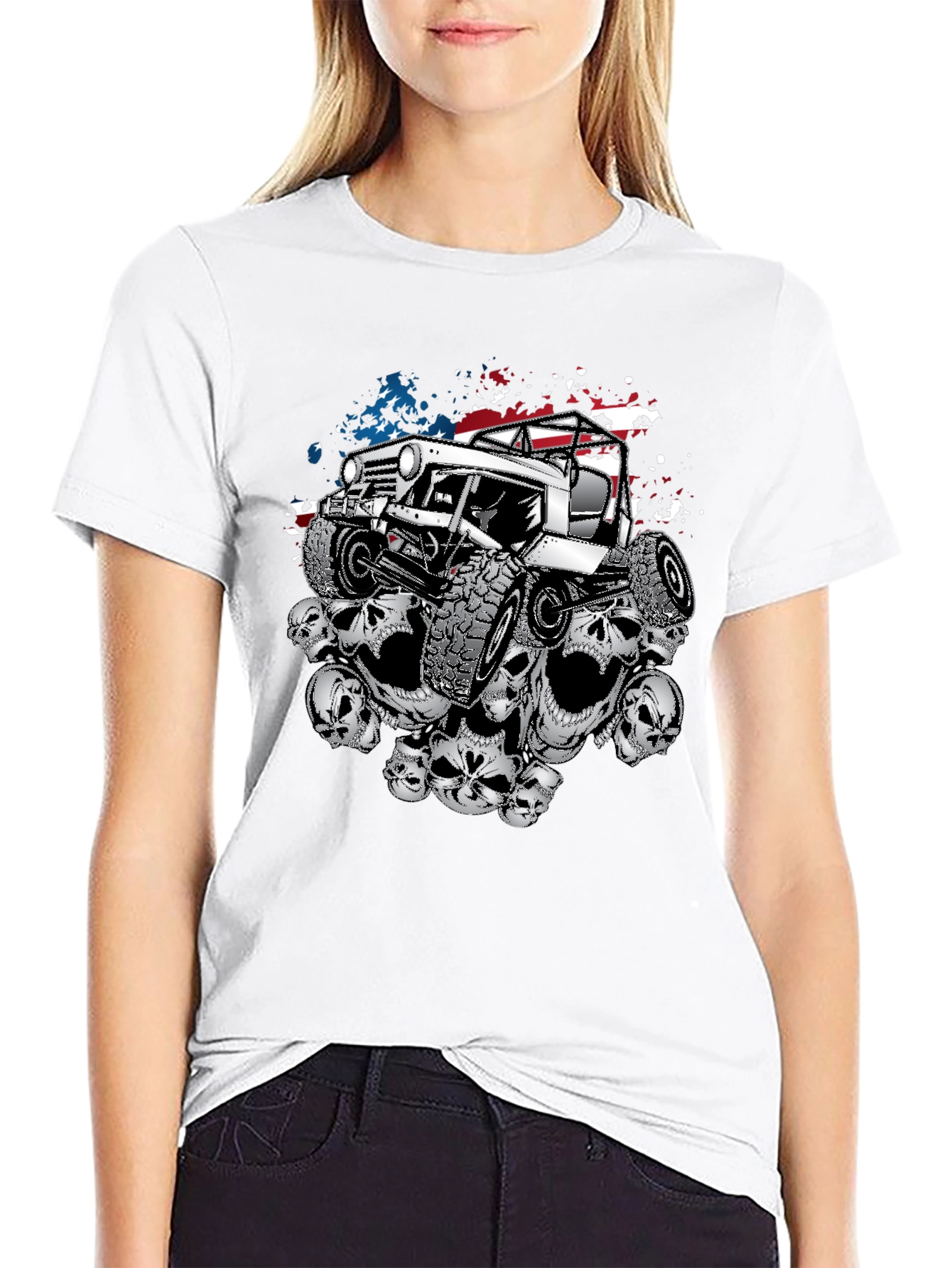 Patriotic Skull Jeep T-Shirt