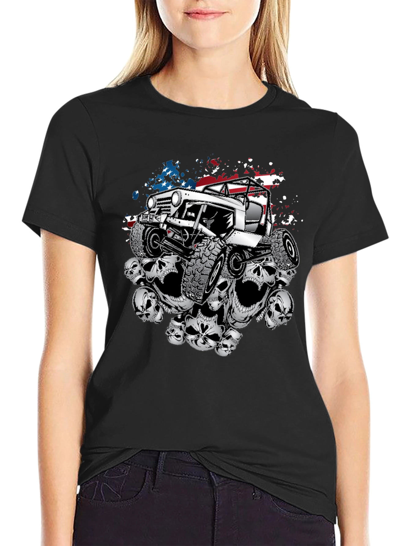 Patriotic Skull Jeep T-Shirt