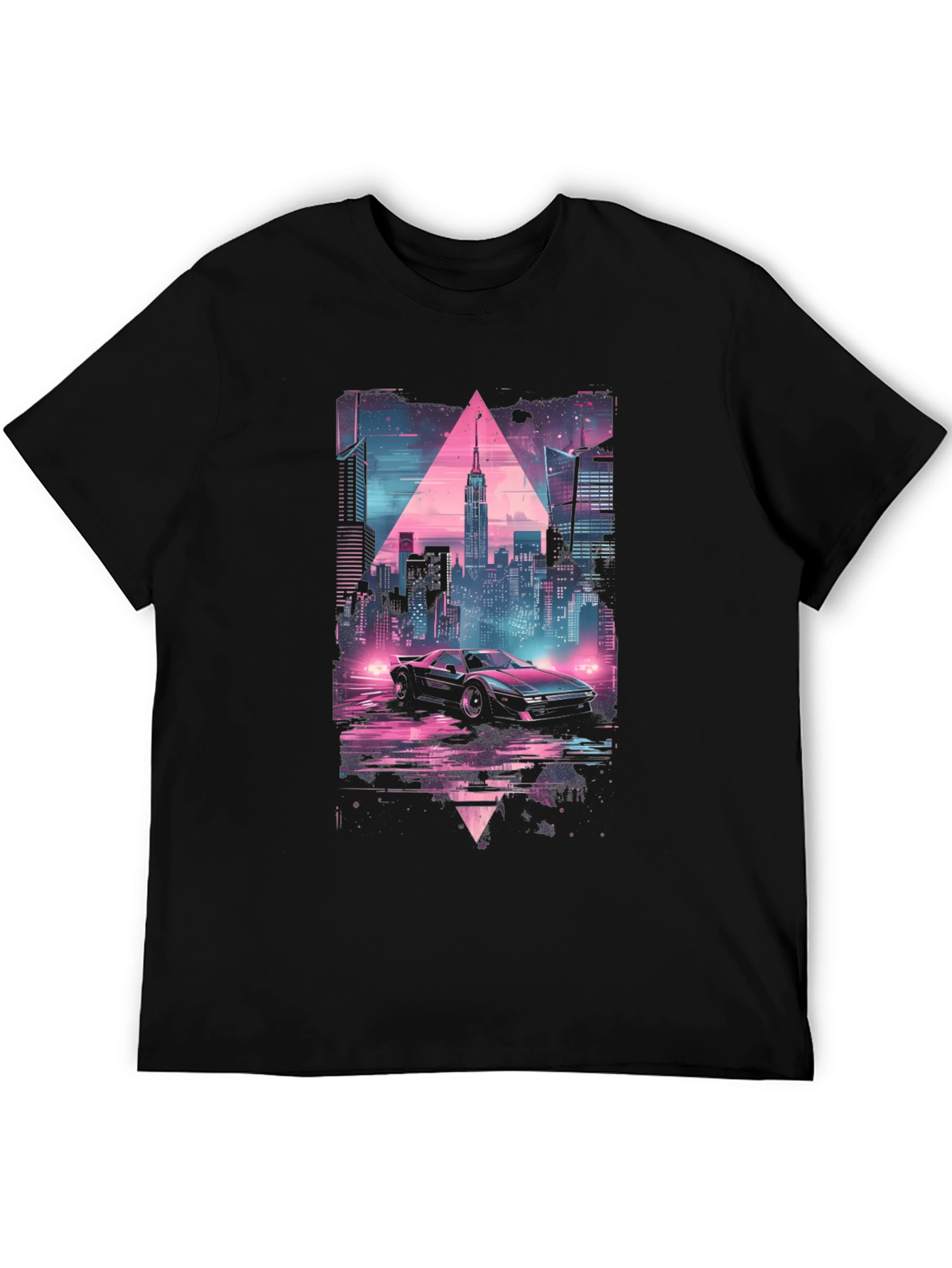 Retro Wave Cityscape Car Graphic Tee