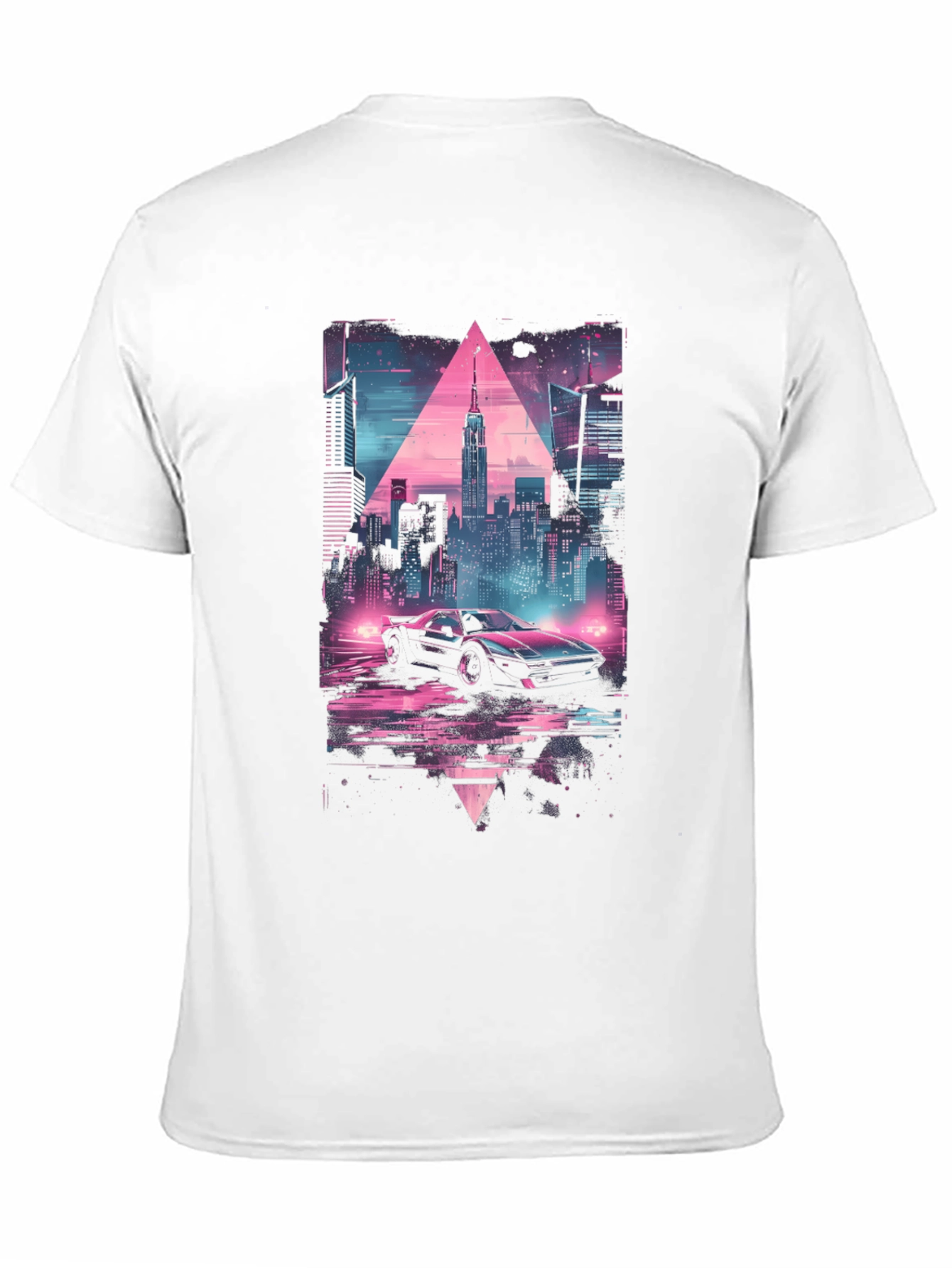 Retro Wave Cityscape Car Graphic Tee