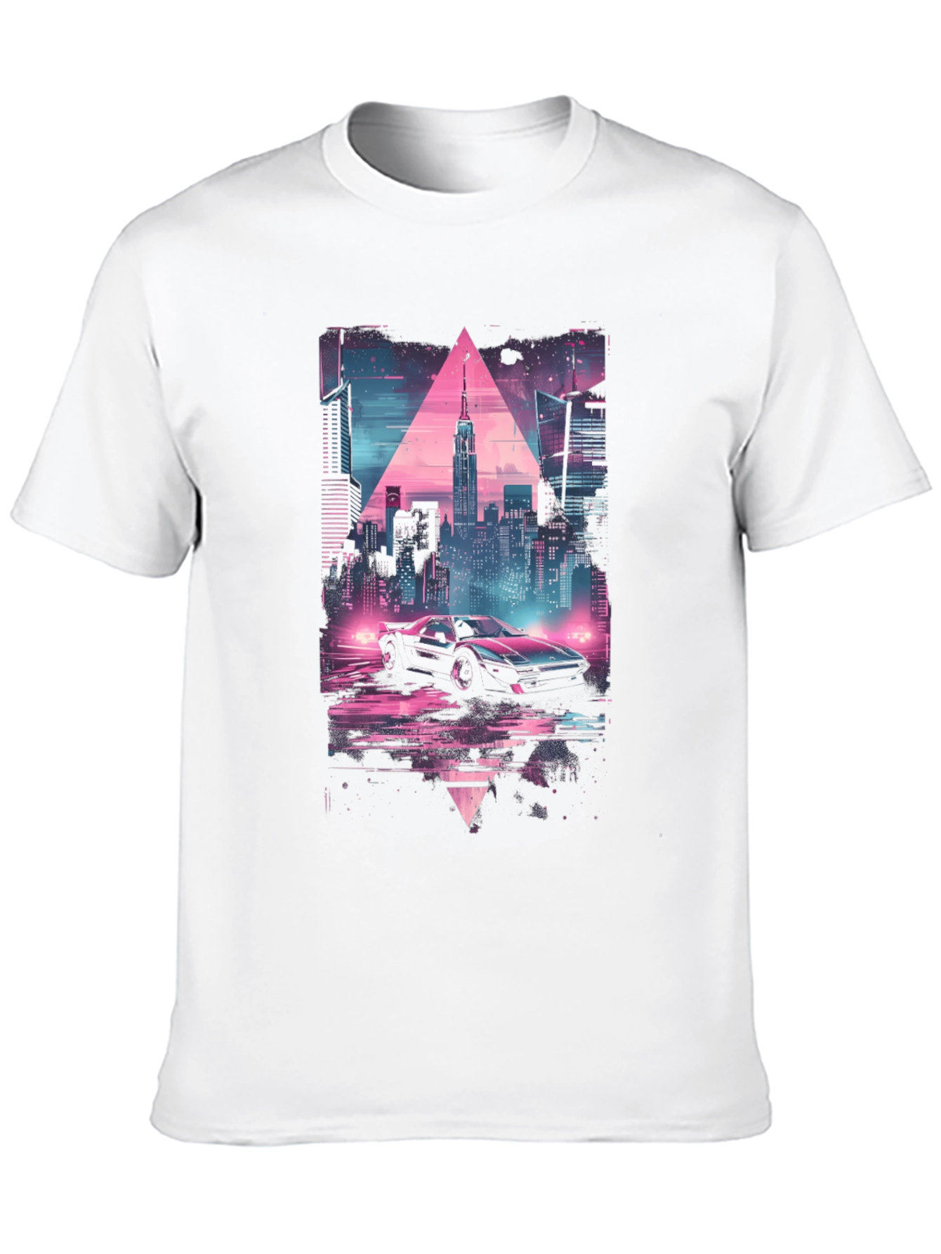 Retro Wave Cityscape Car Graphic Tee