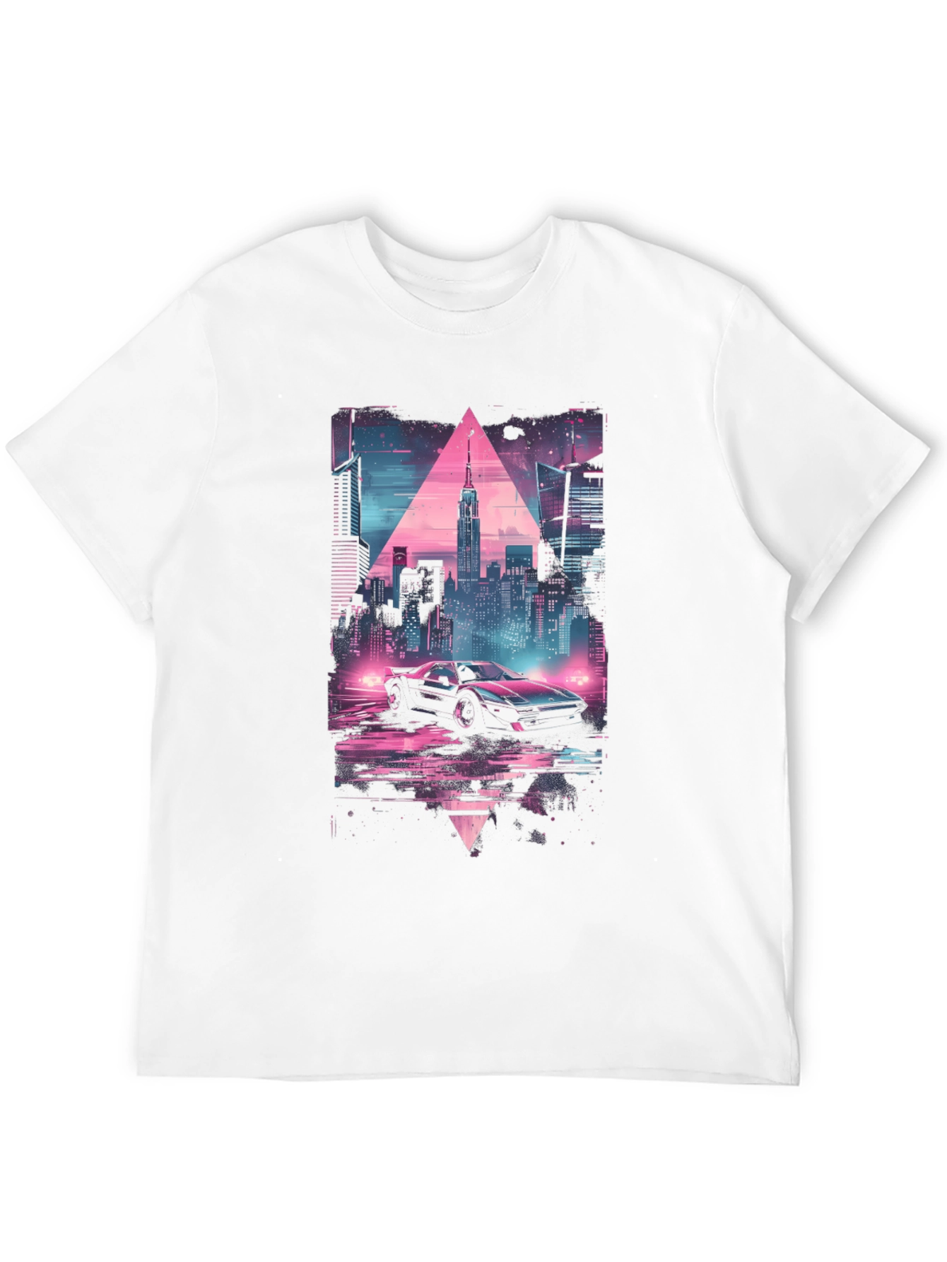 Retro Wave Cityscape Car Graphic Tee