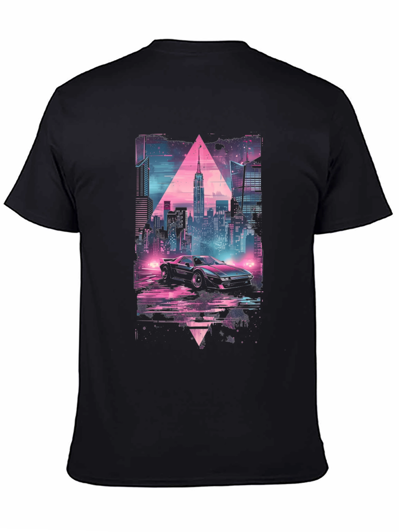 Retro Wave Cityscape Car Graphic Tee