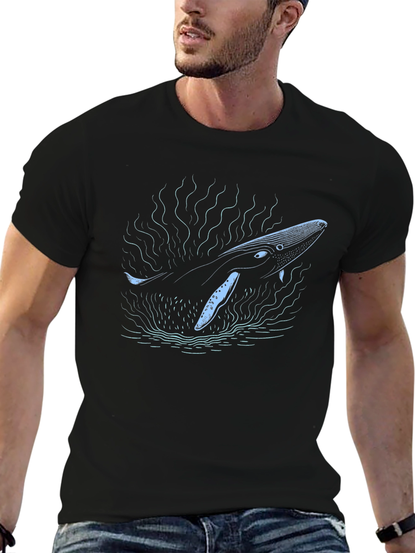 Whale Graphic Black Tee