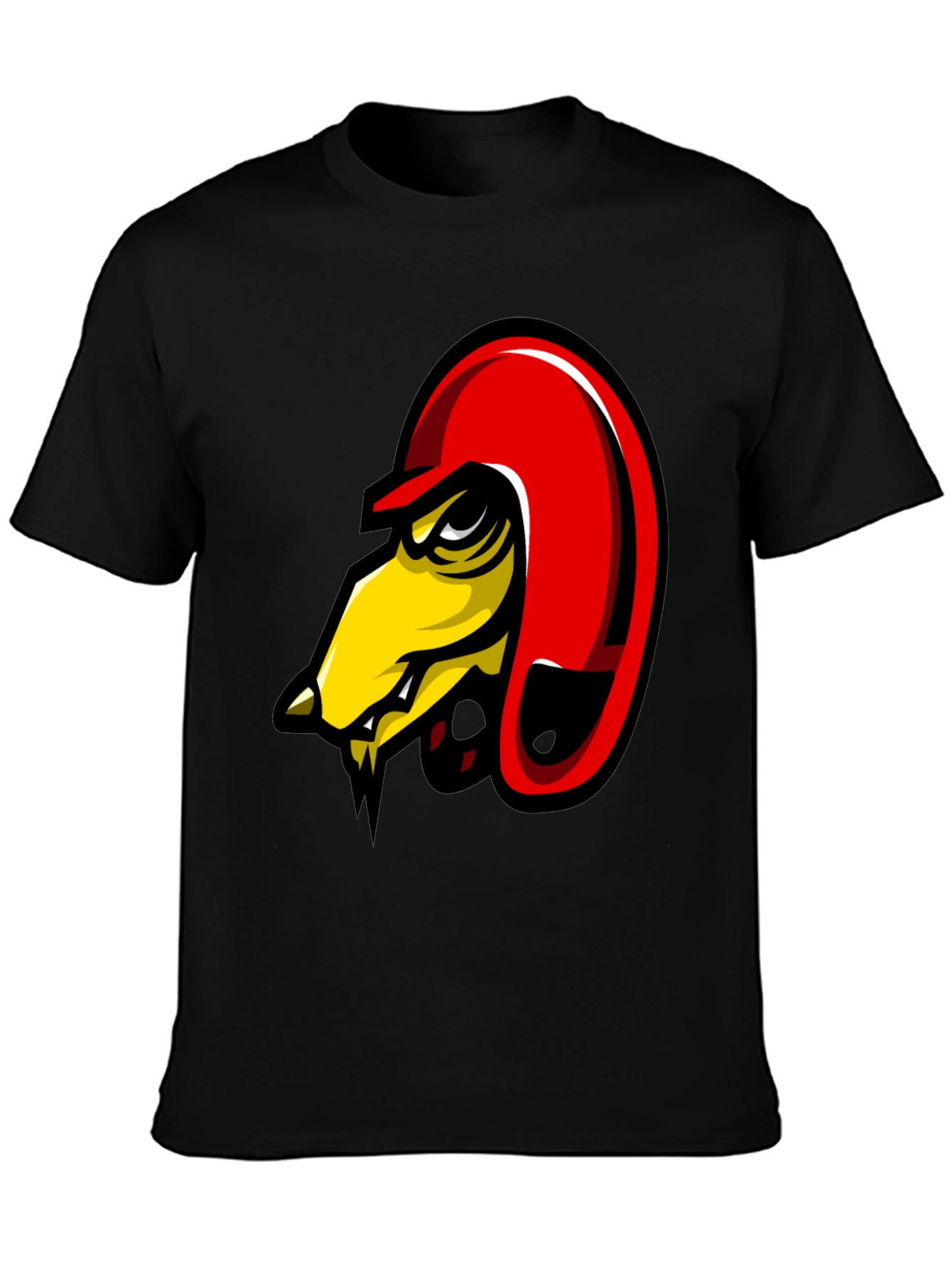 Mens Black Graphic Tee - Angry Bird Design