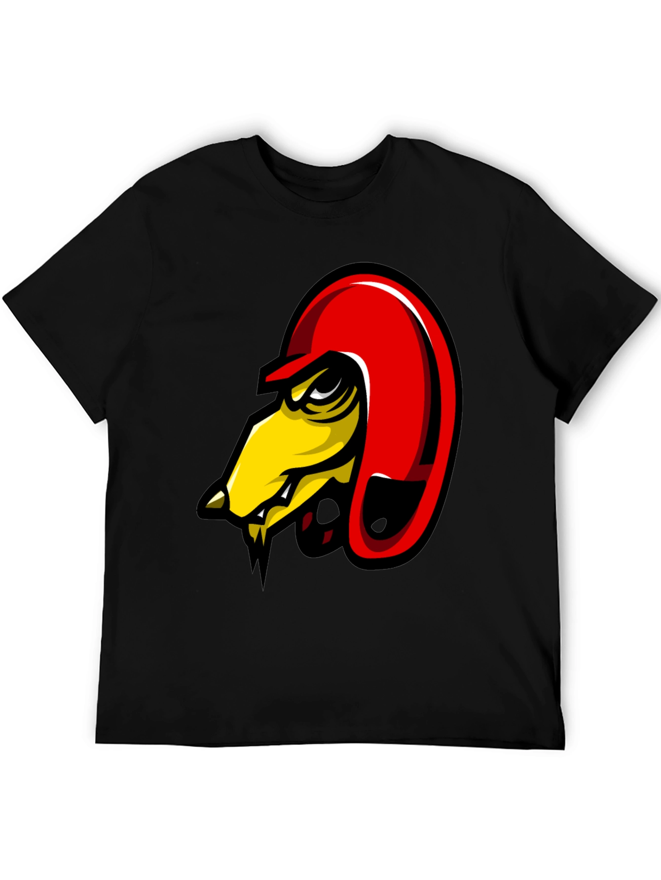Mens Black Graphic Tee - Angry Bird Design