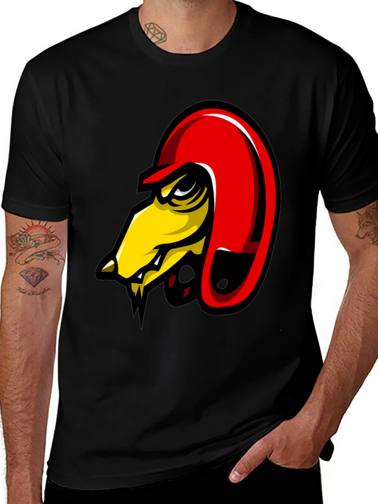 Mens Black Graphic Tee - Angry Bird Design