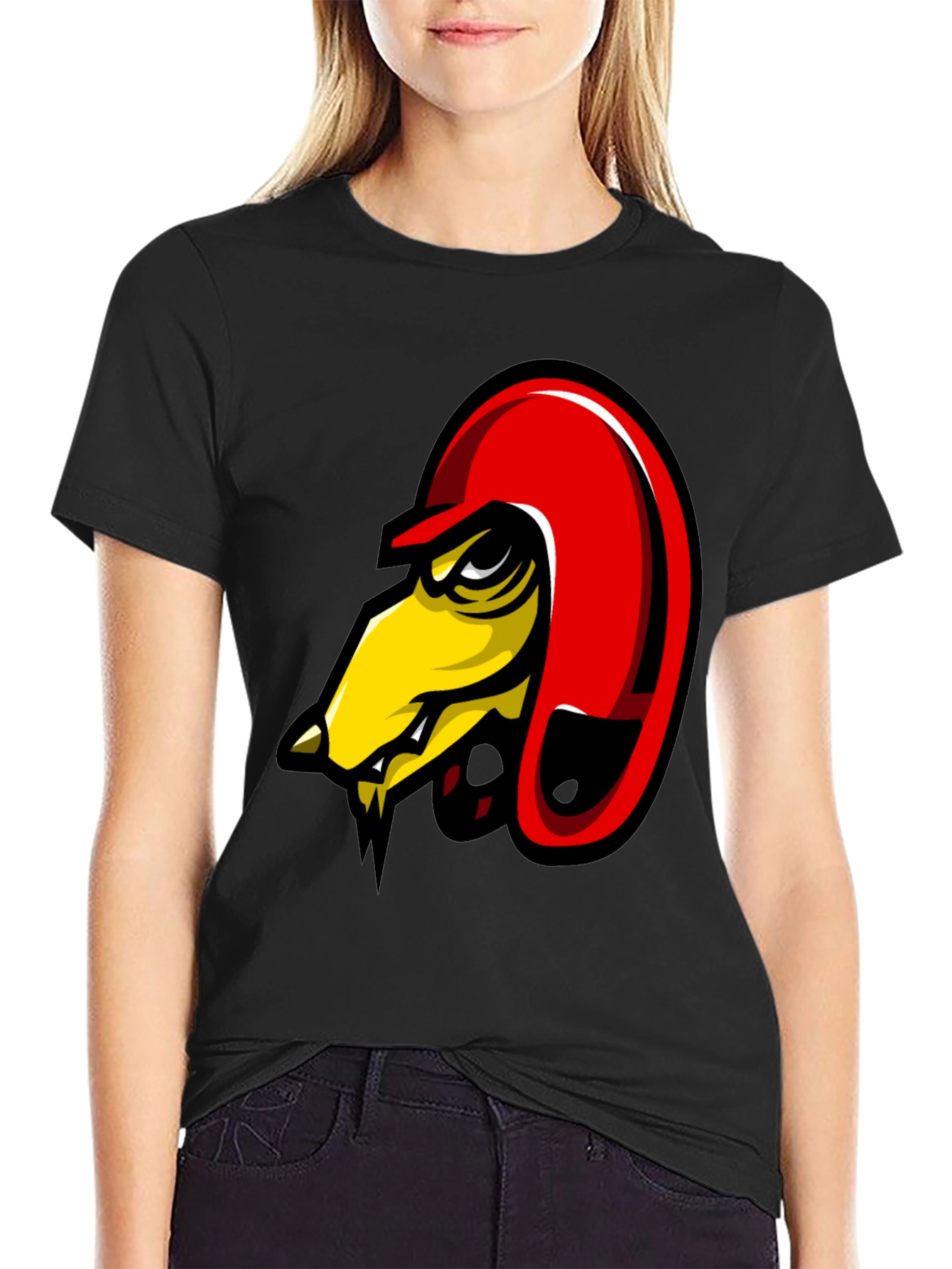 Mens Black Graphic Tee - Angry Bird Design