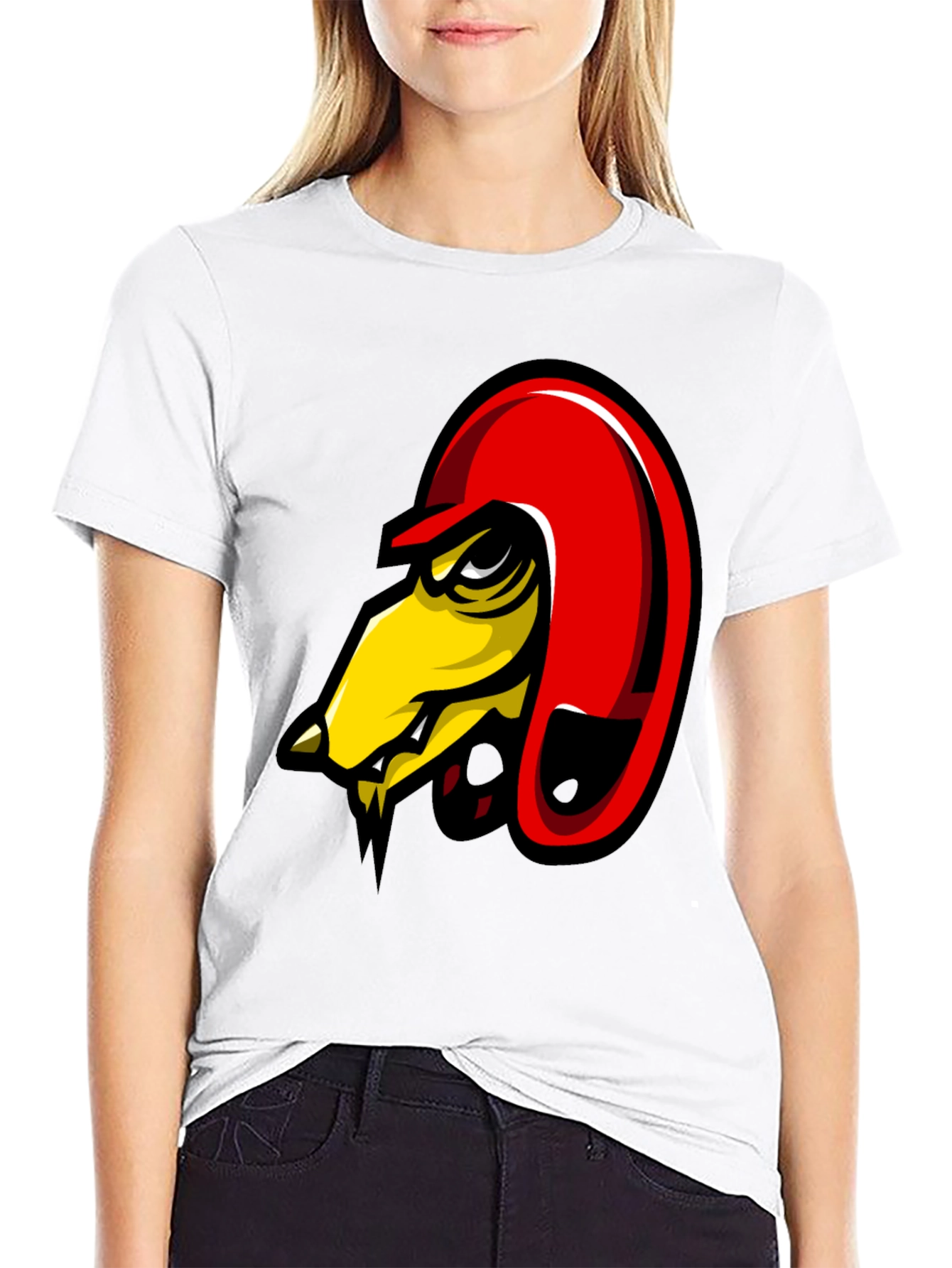 Mens Black Graphic Tee - Angry Bird Design