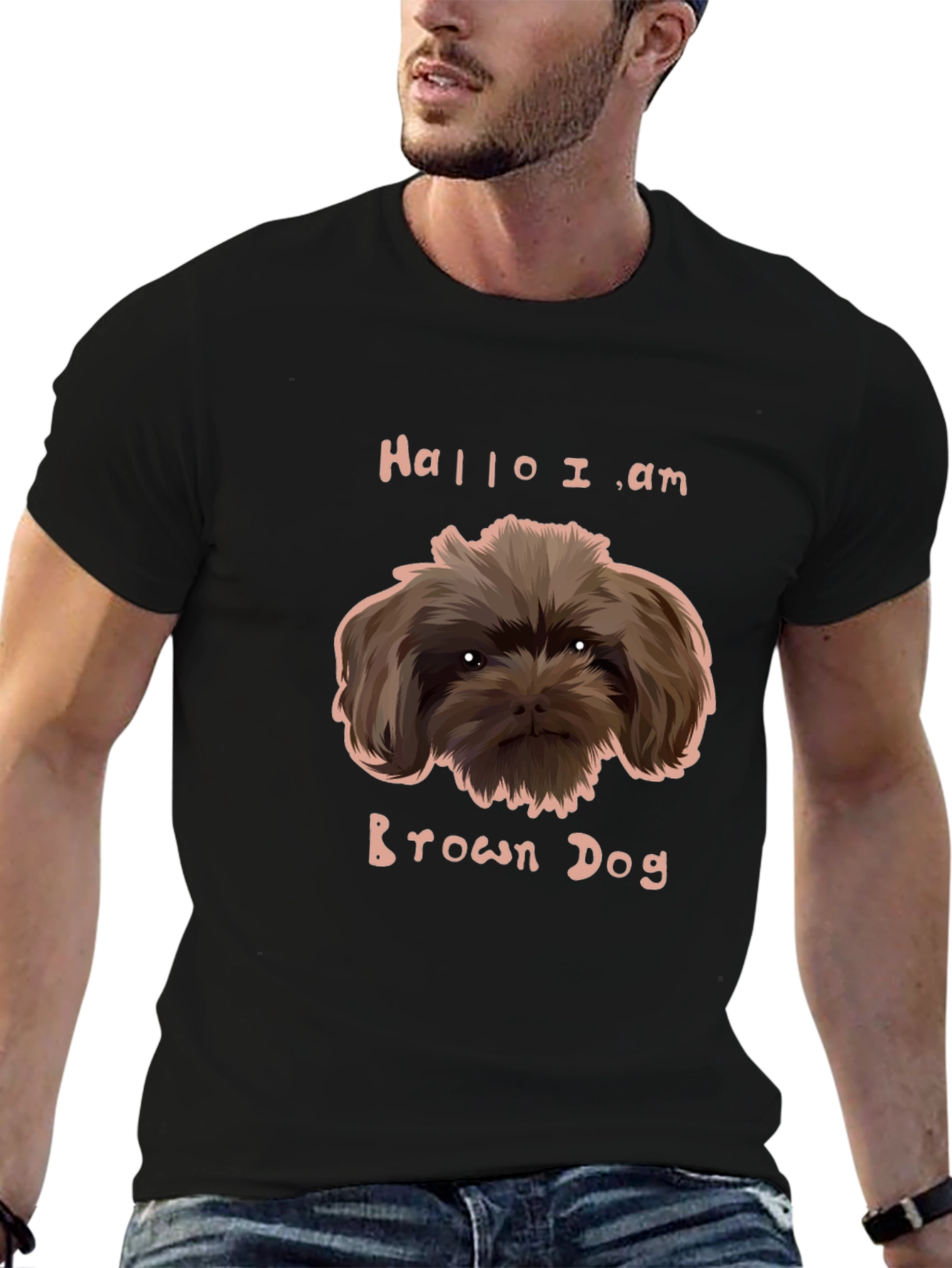 Funny Brown Dog Graphic Tee - Unisex Black T-Shirt