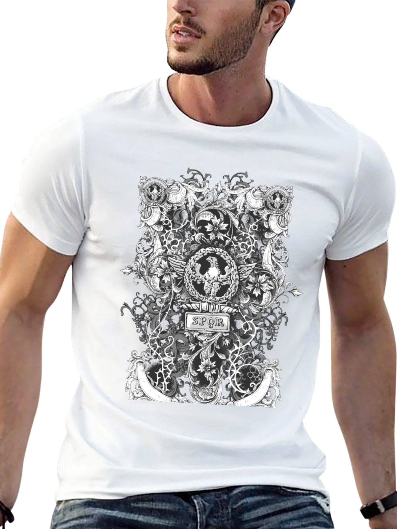 SPQR Roman Eagle T-Shirt - Black