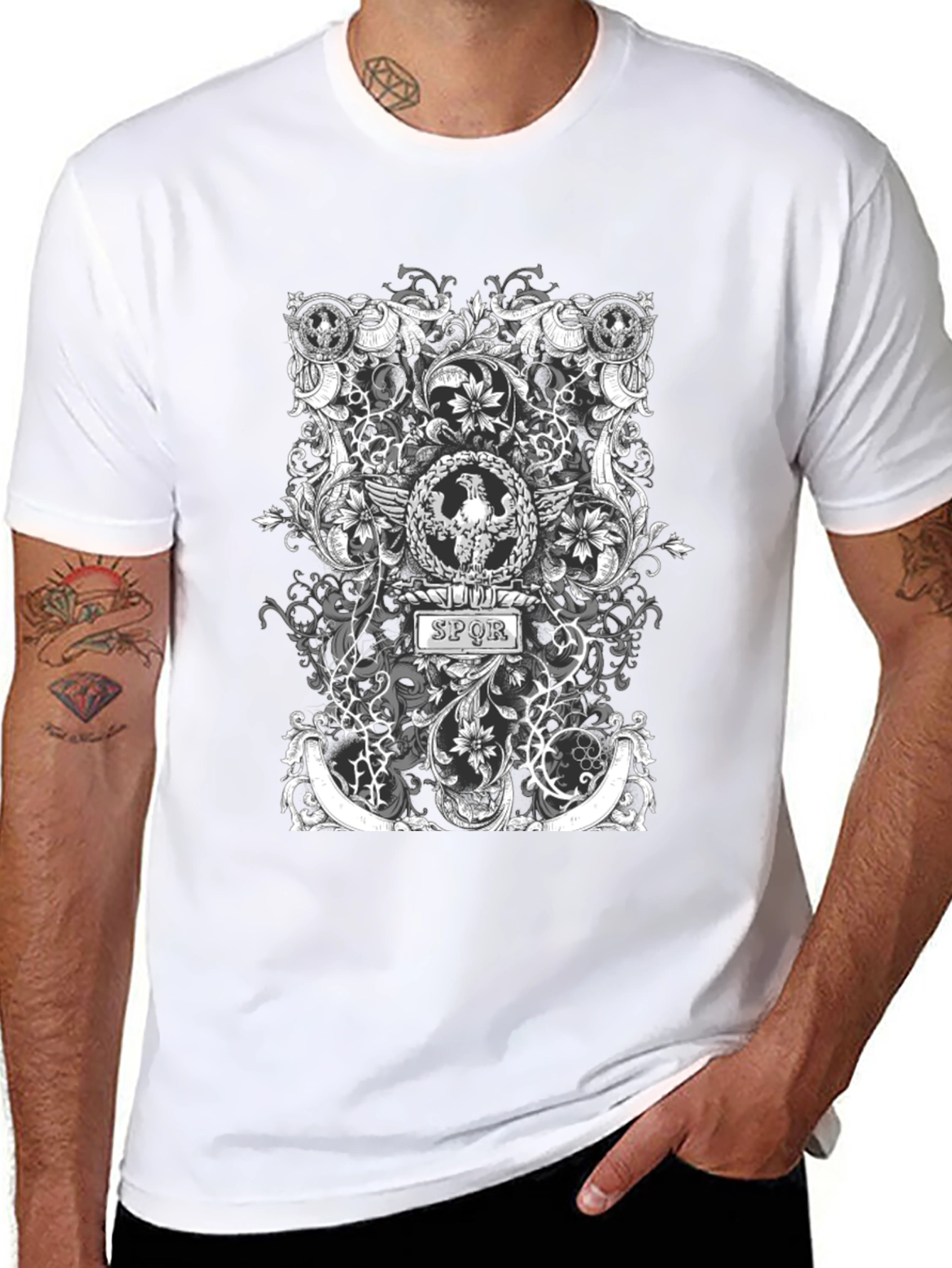 SPQR Roman Eagle T-Shirt - Black