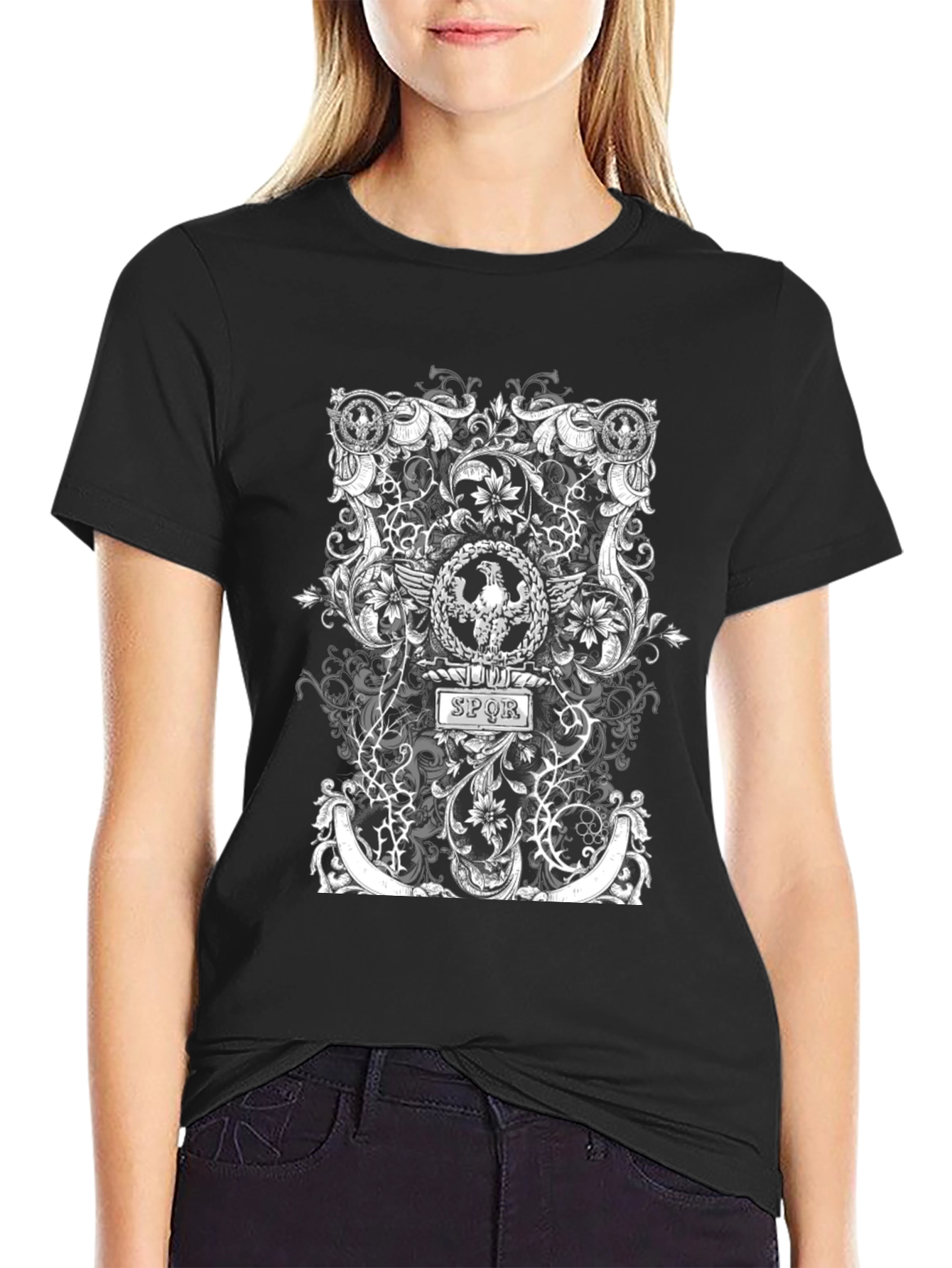 SPQR Roman Eagle T-Shirt - Black