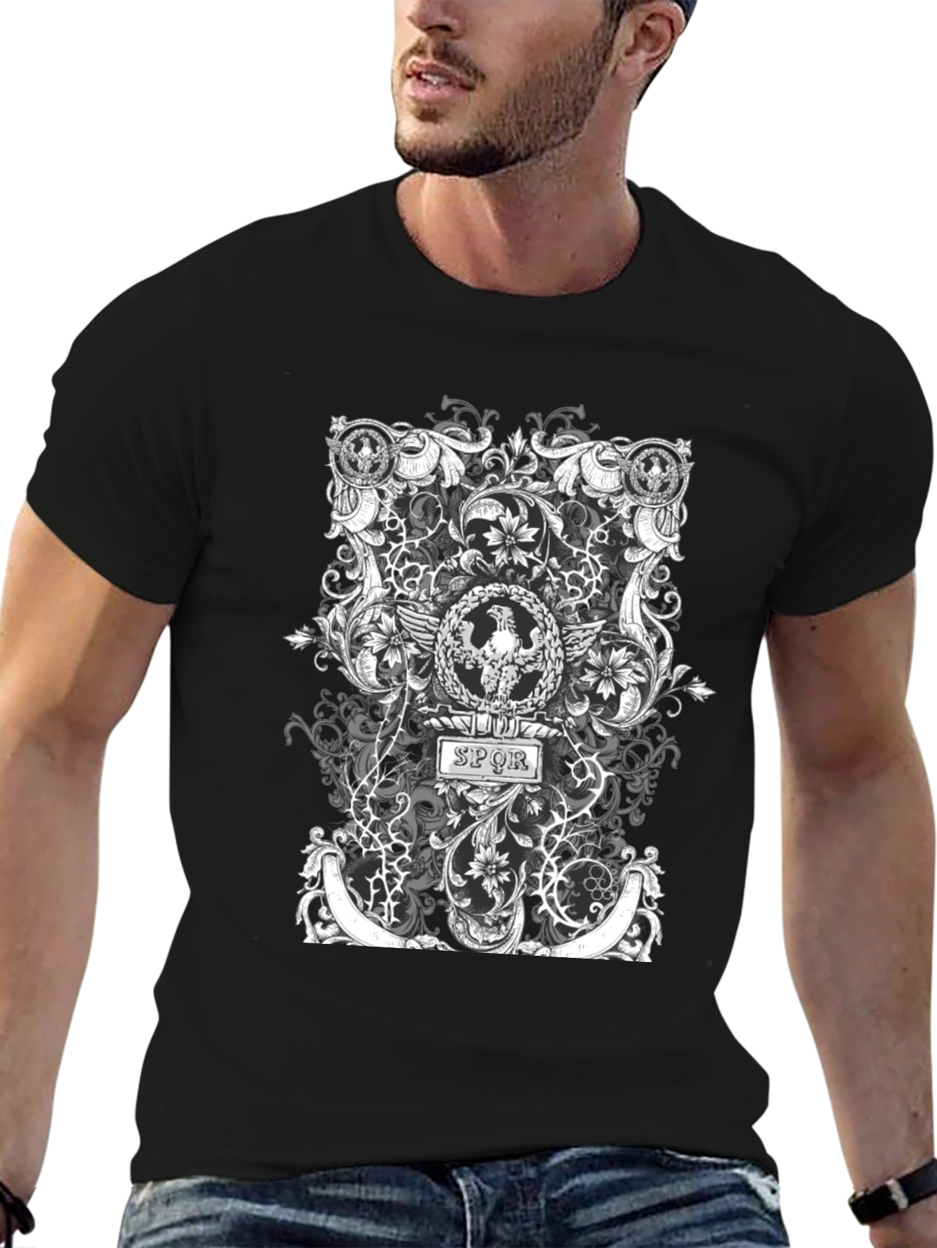 SPQR Roman Eagle T-Shirt - Black