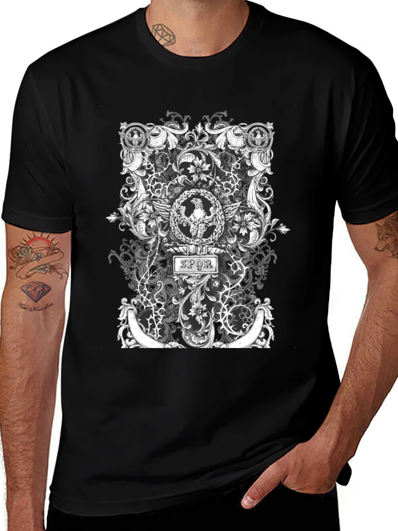 SPQR Roman Eagle T-Shirt - Black