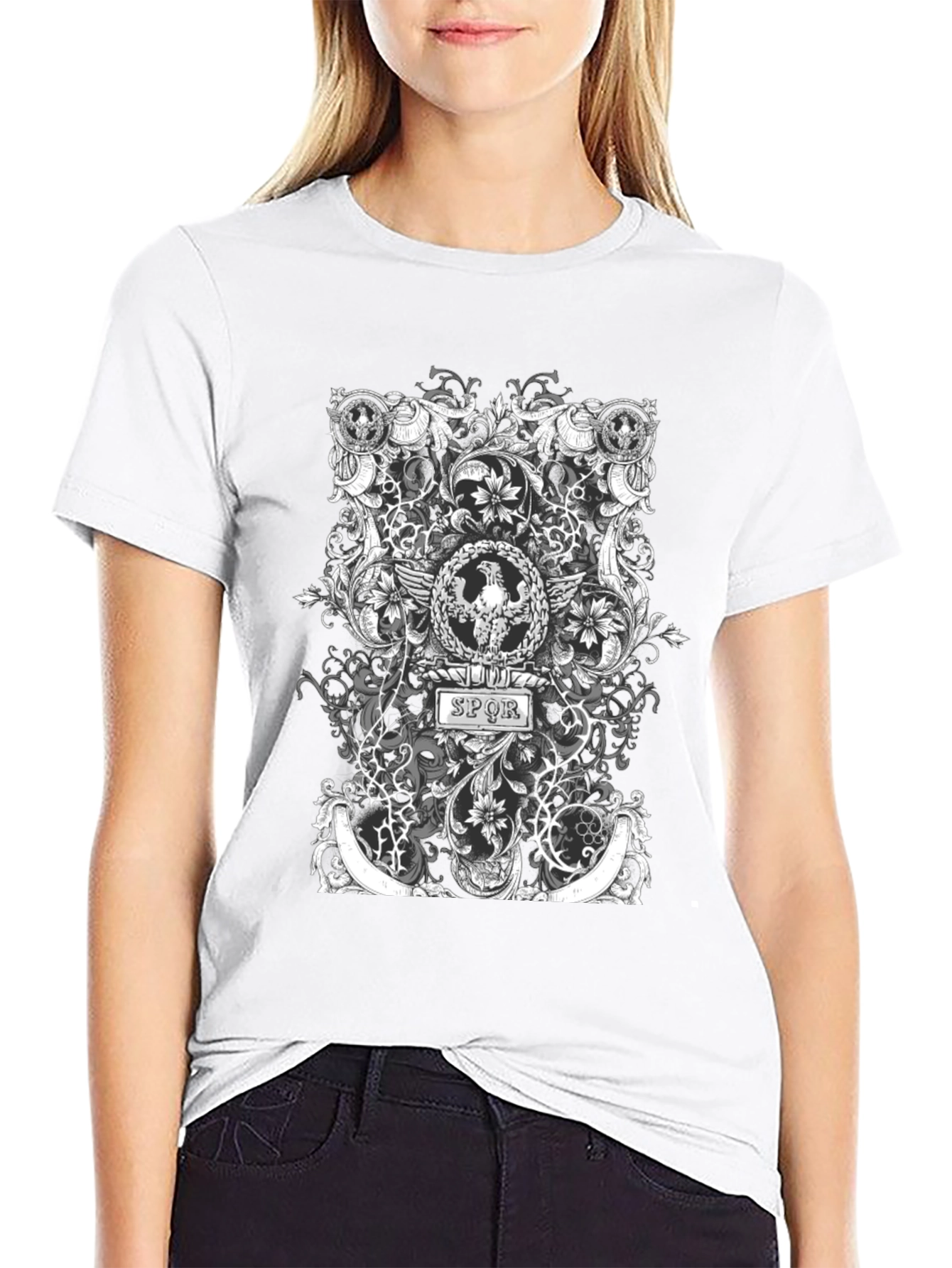 SPQR Roman Eagle T-Shirt - Black