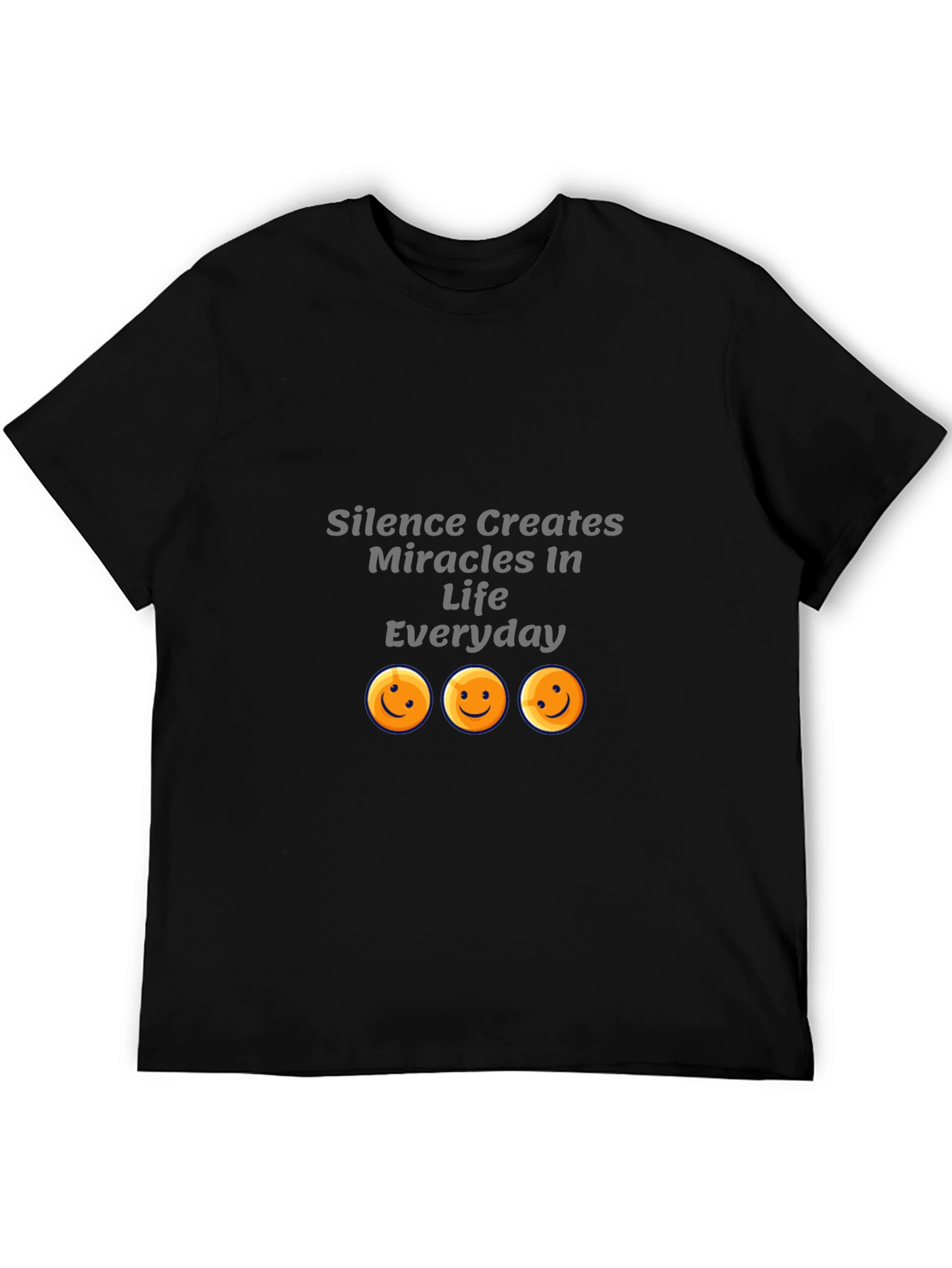 Silence Creates Miracles Black Graphic T-Shirt