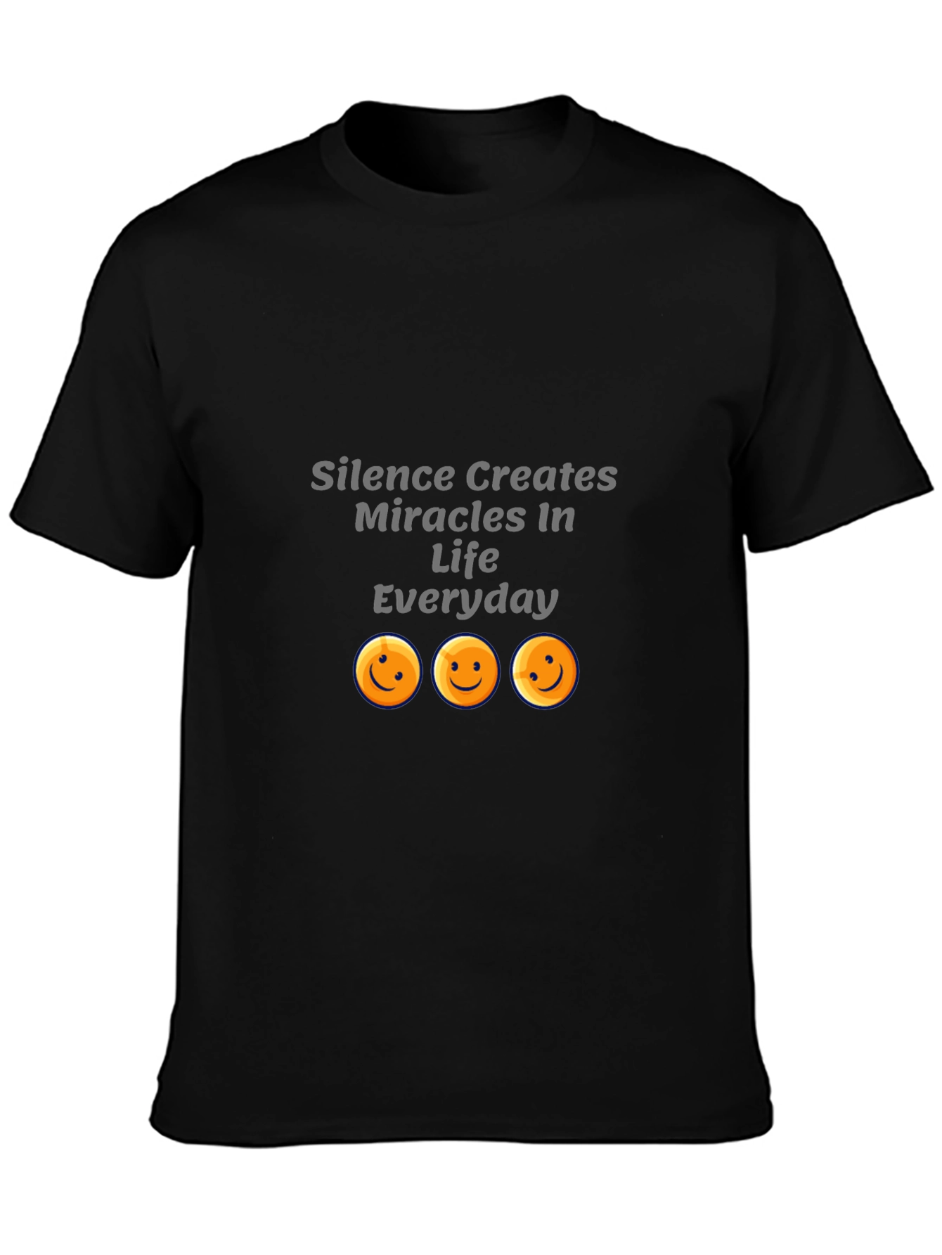 Silence Creates Miracles Black Graphic T-Shirt