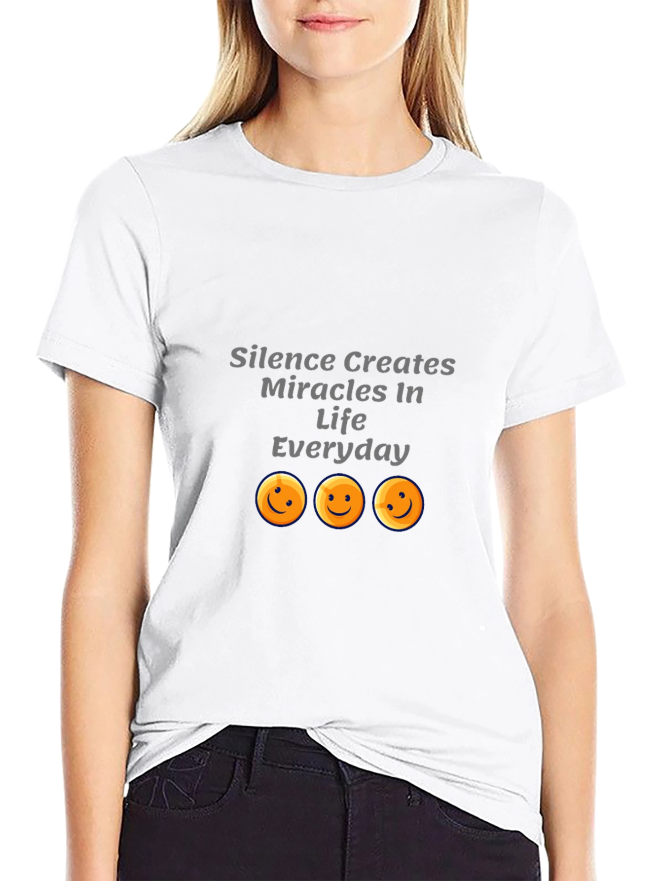 Silence Creates Miracles Black Graphic T-Shirt