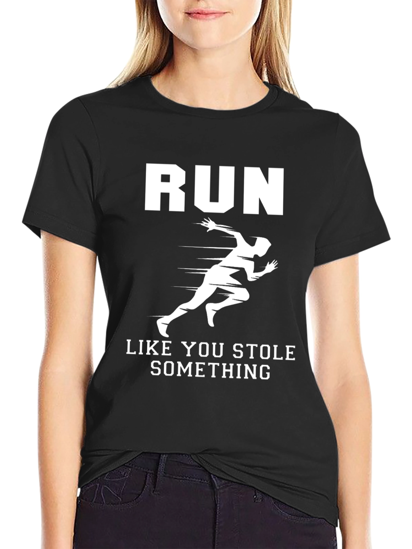 Run Like You Stole Something Black Graphic Tee