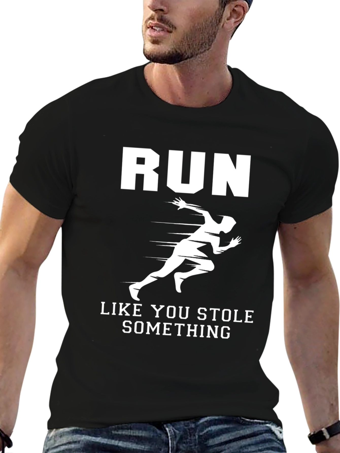 Run Like You Stole Something Black Graphic Tee
