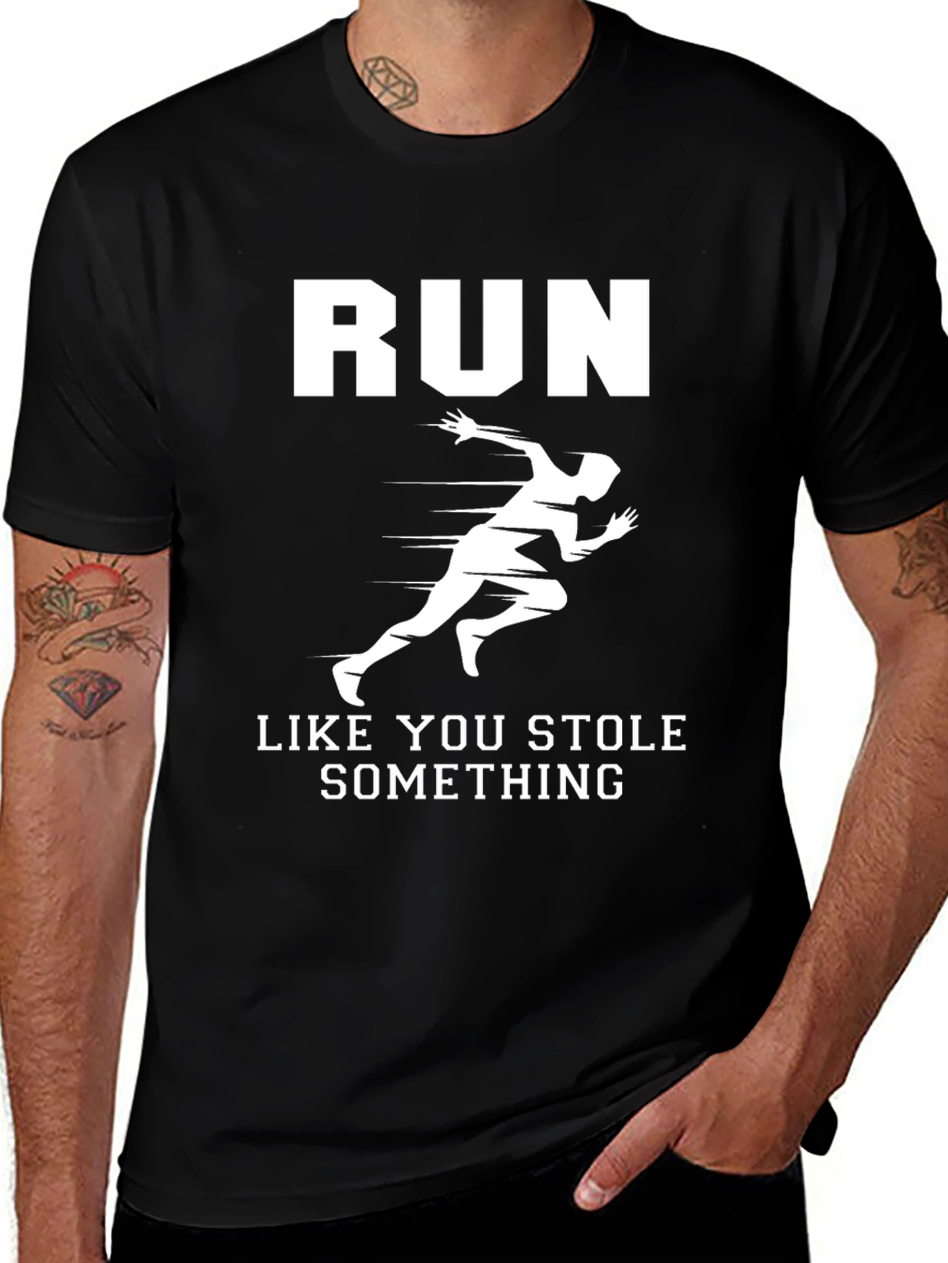 Run Like You Stole Something Black Graphic Tee
