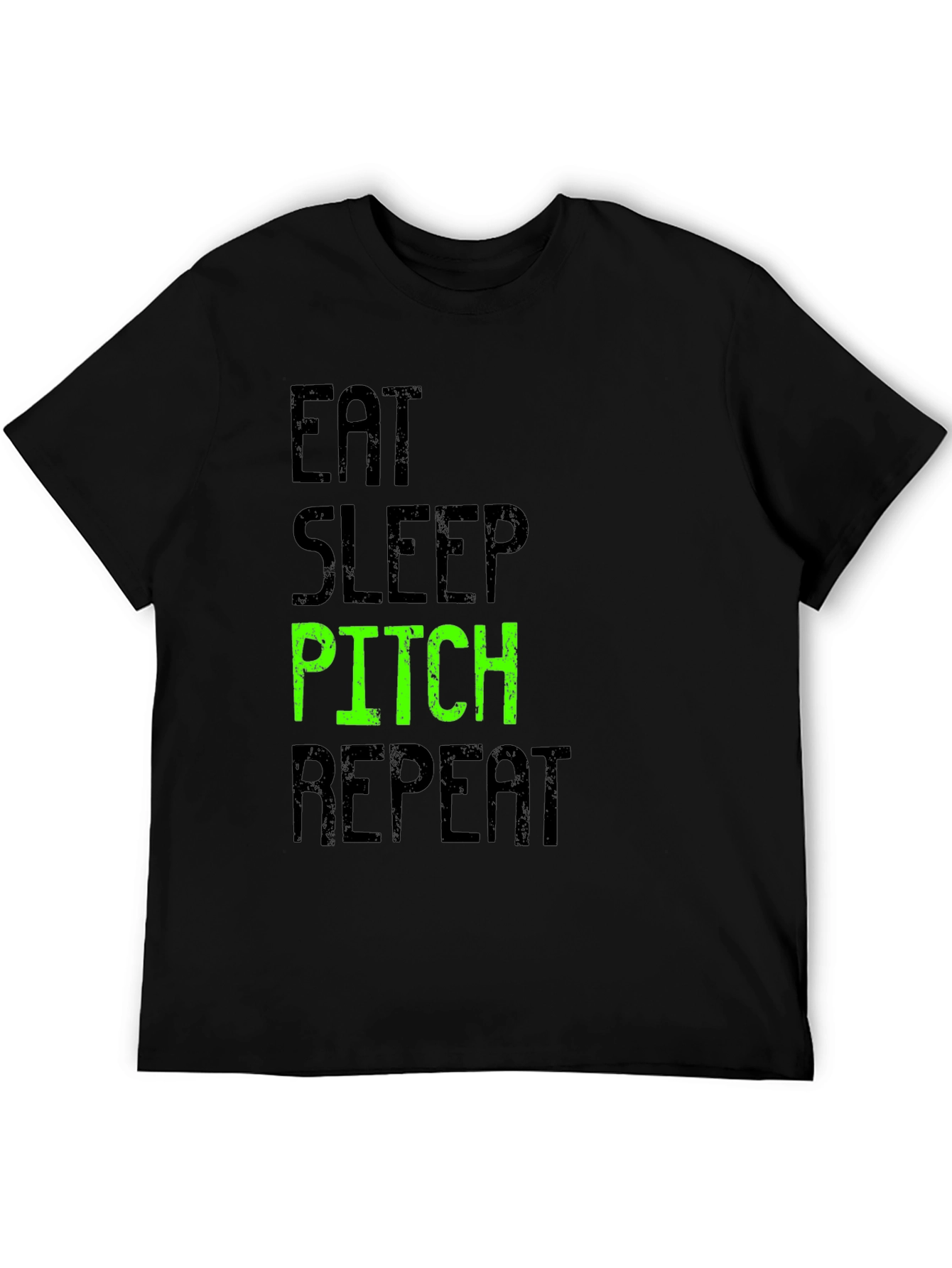 Eat Sleep Pitch Repeat Black T-Shirt