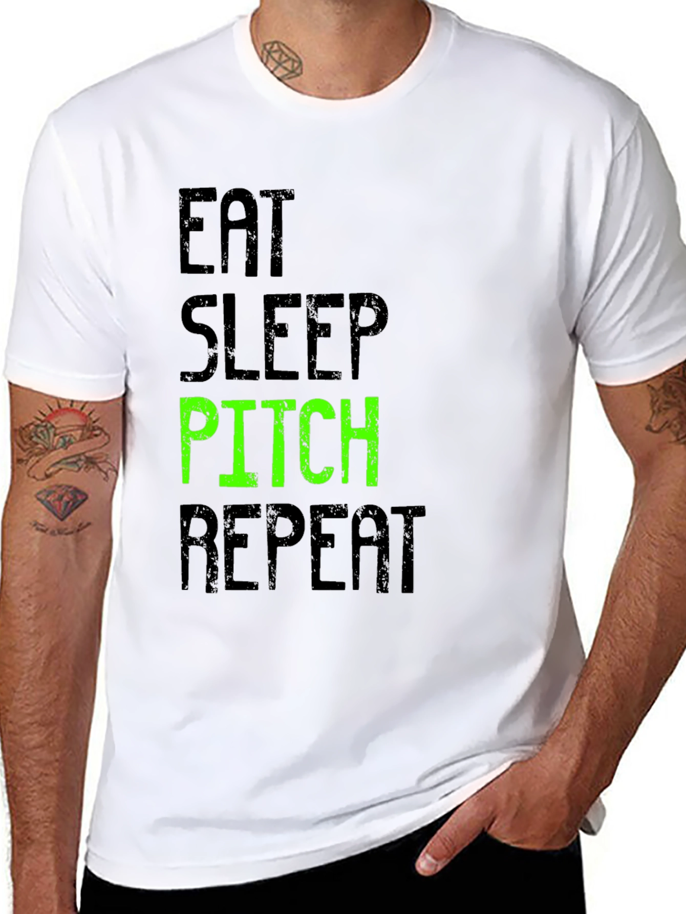 Eat Sleep Pitch Repeat Black T-Shirt