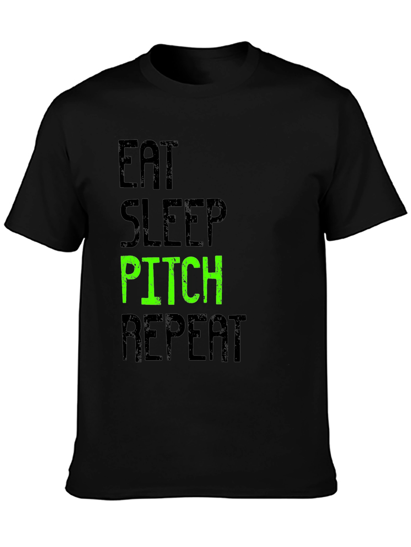 Eat Sleep Pitch Repeat Black T-Shirt