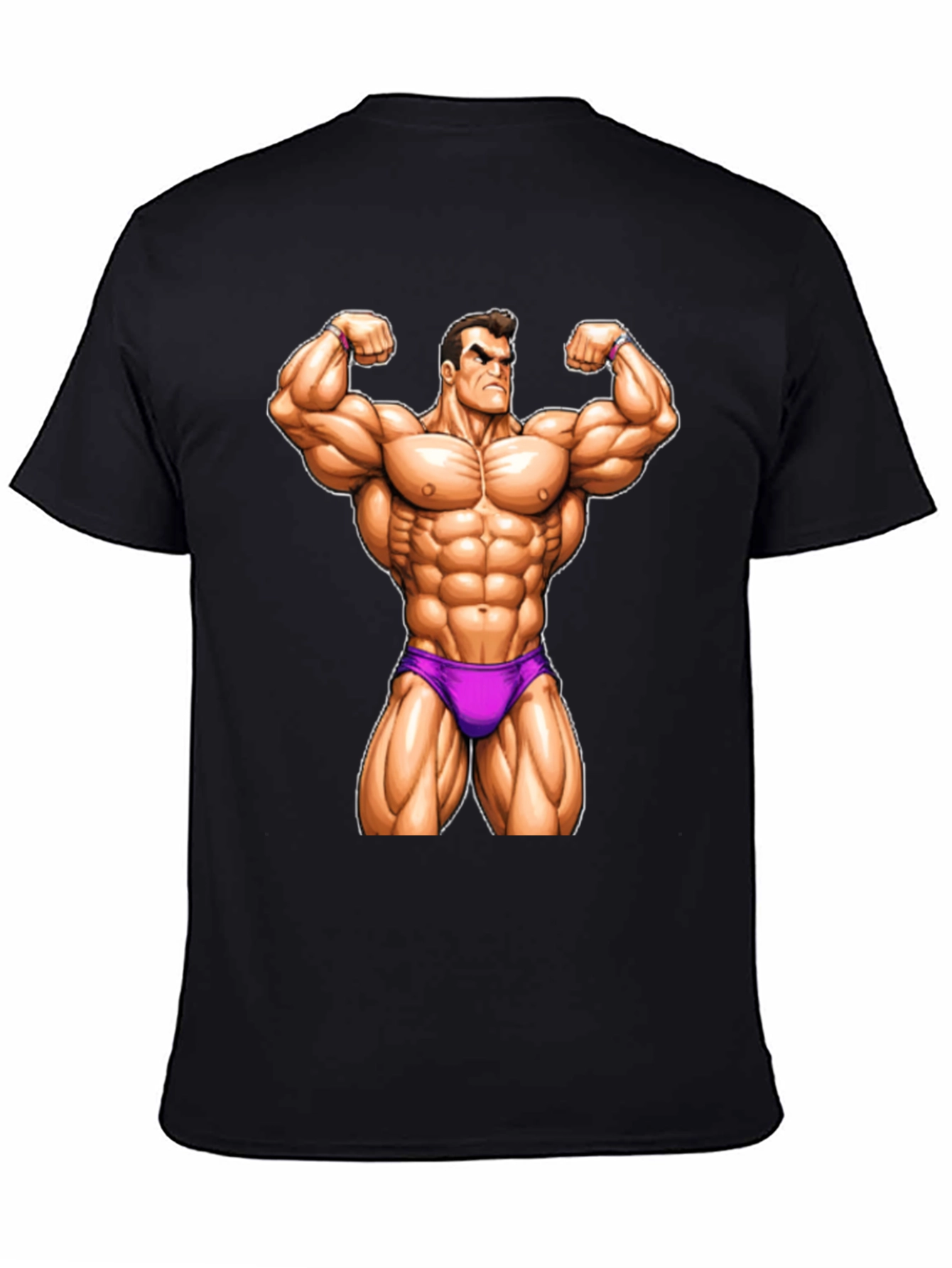 Muscle Man Cartoon Graphic T-Shirt