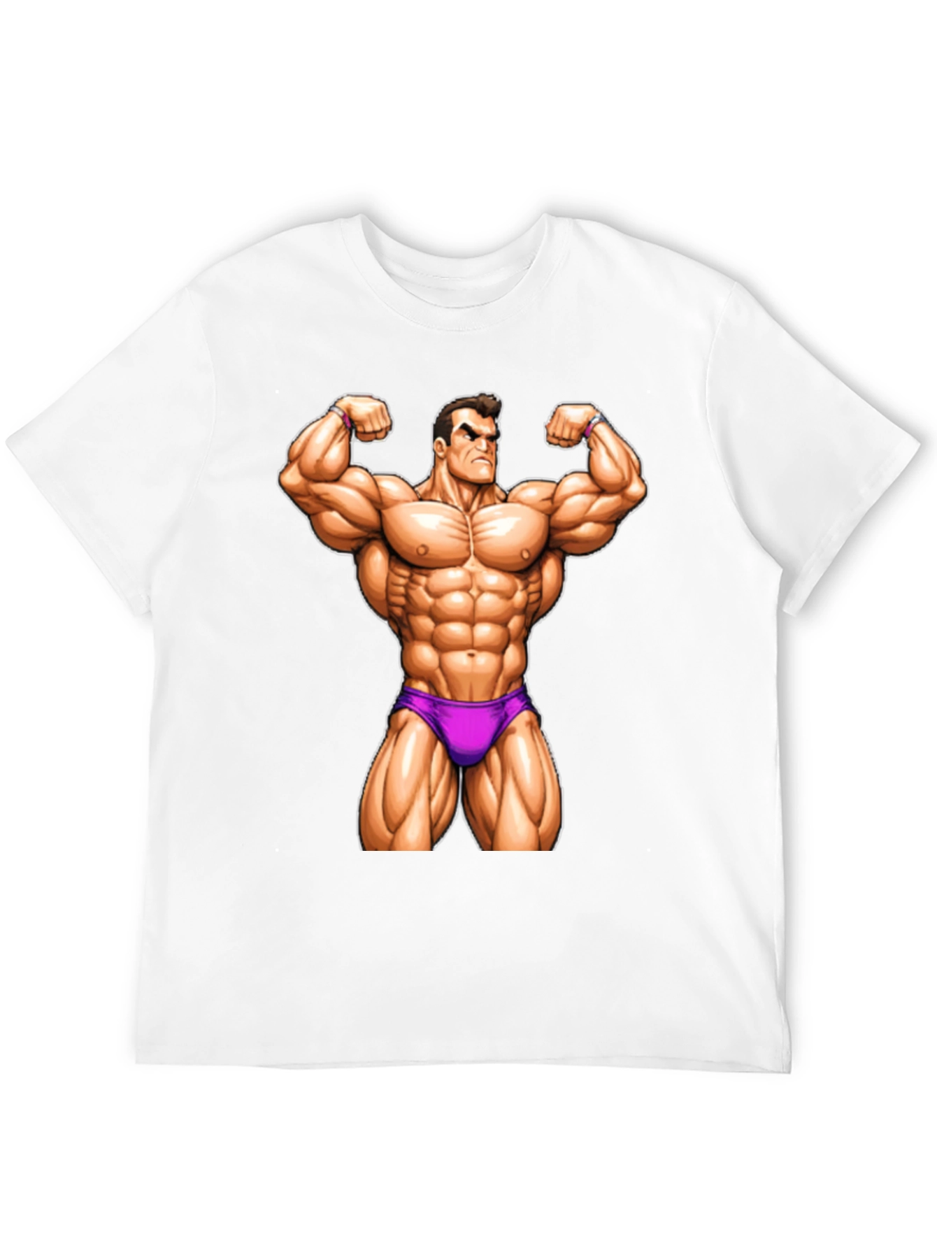 Muscle Man Cartoon Graphic T-Shirt