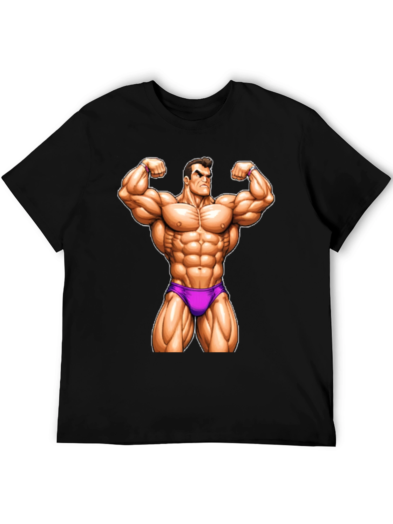Muscle Man Cartoon Graphic T-Shirt