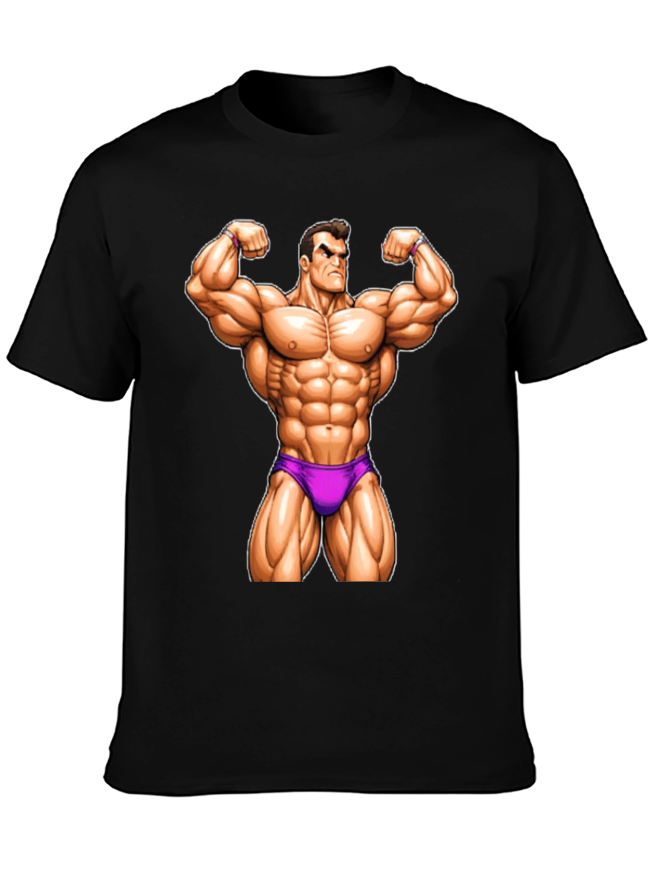 Muscle Man Cartoon Graphic T-Shirt