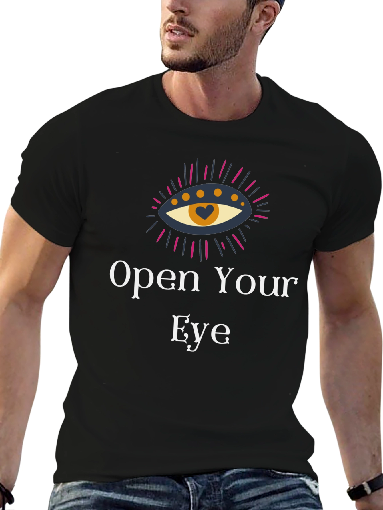 Open Your Eye Graphic Tee - Unisex Black T-Shirt