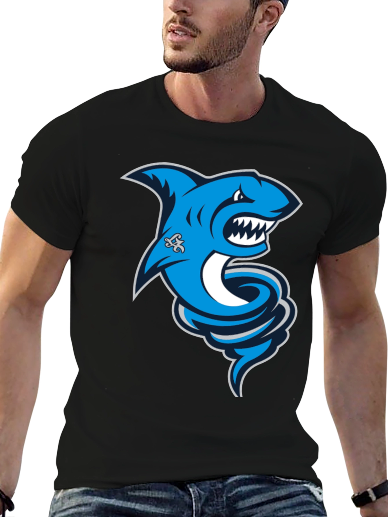 Shark Tornado Graphic T-Shirt - Black