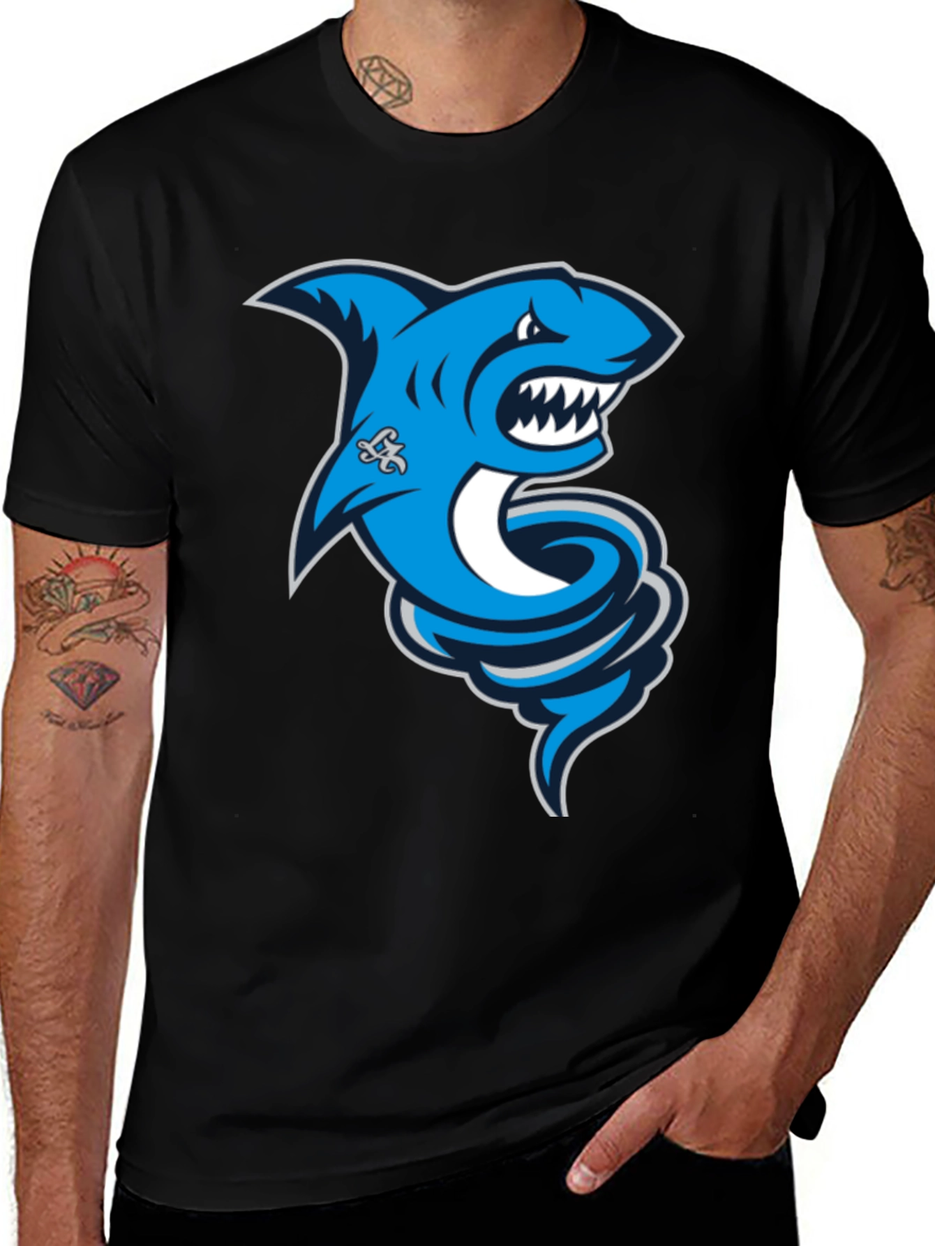 Shark Tornado Graphic T-Shirt - Black