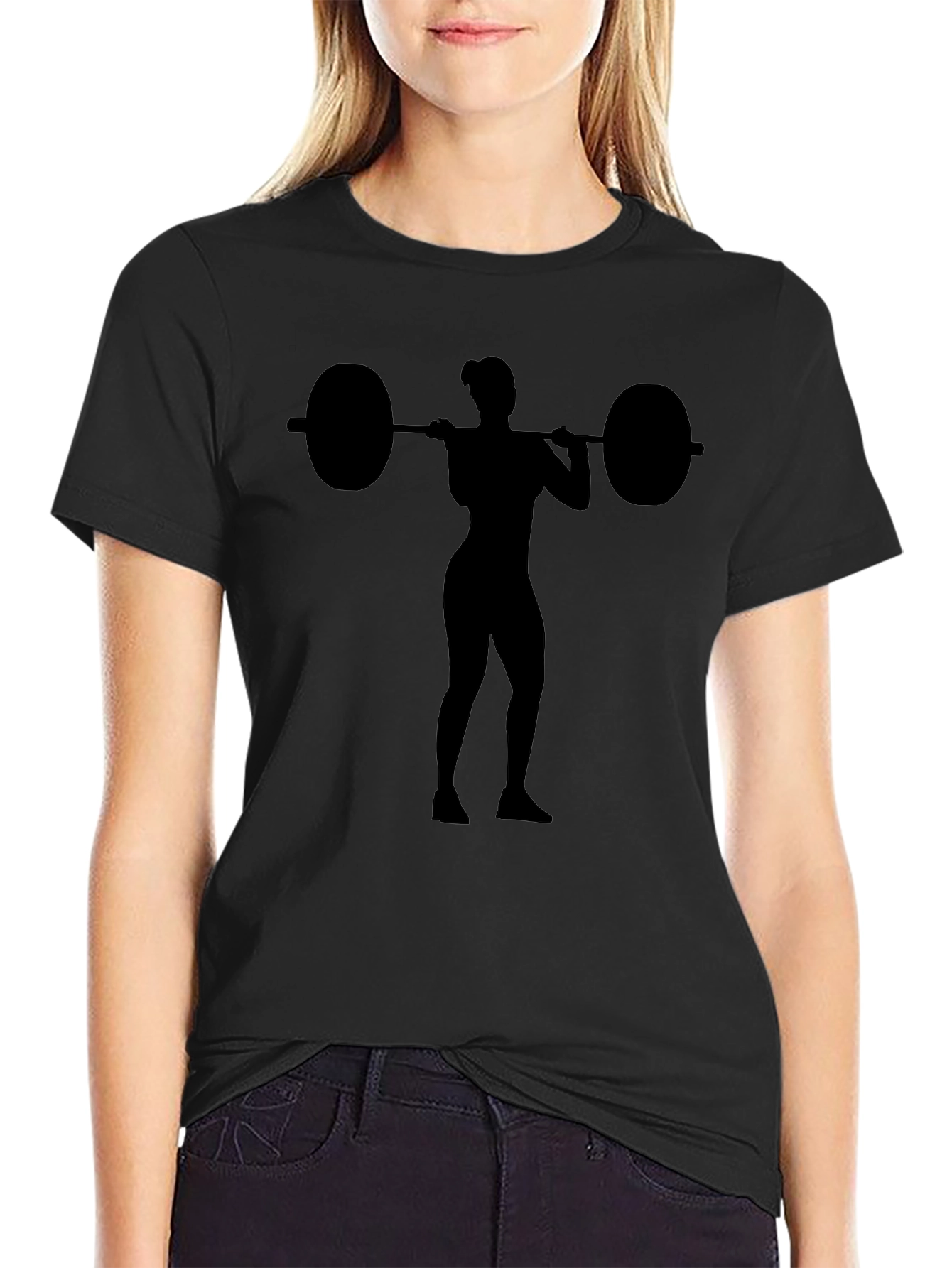 Weightlifting Woman Graphic T-Shirt - Black