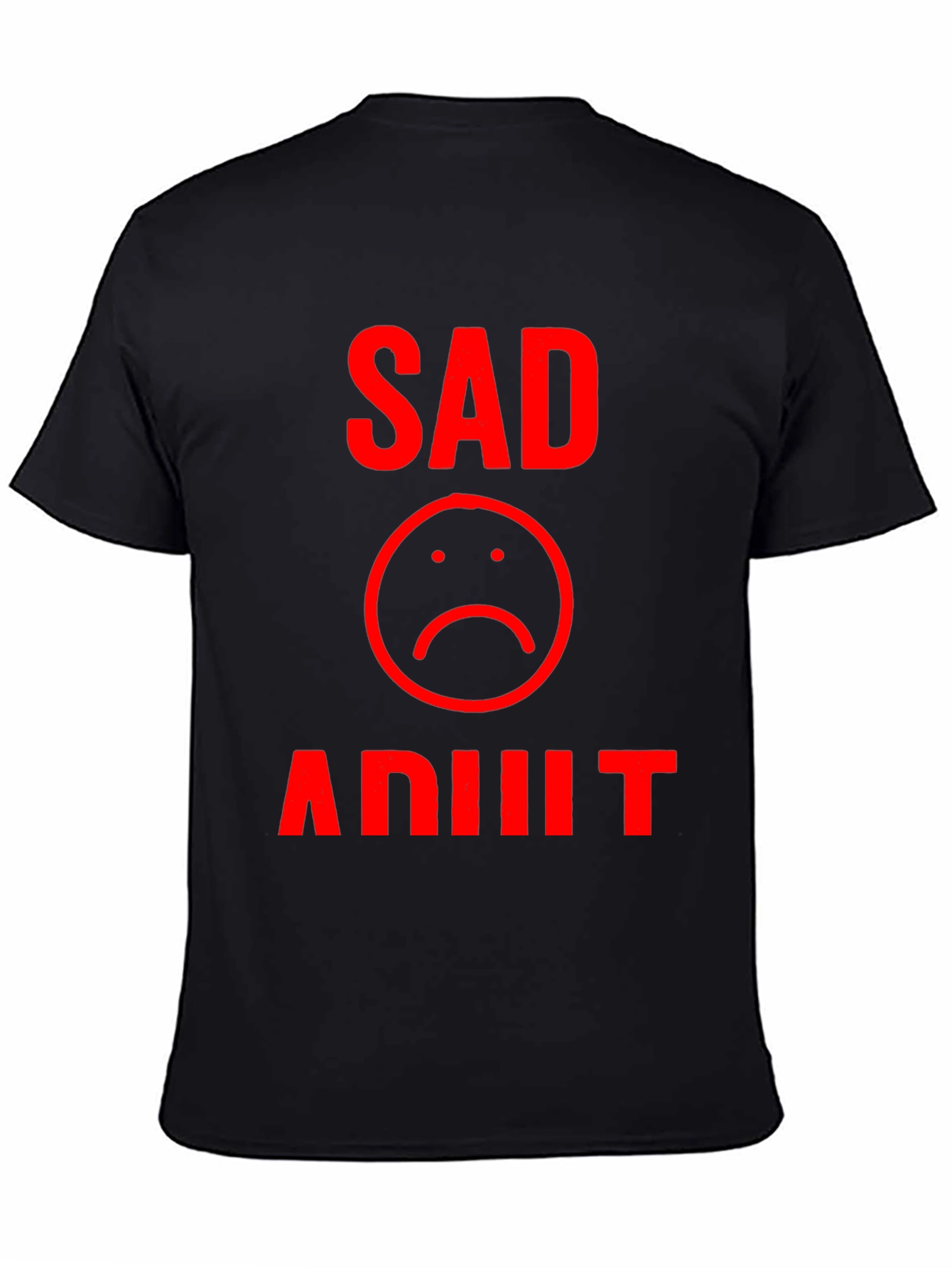 Sad Adult Graphic T-Shirt - Black