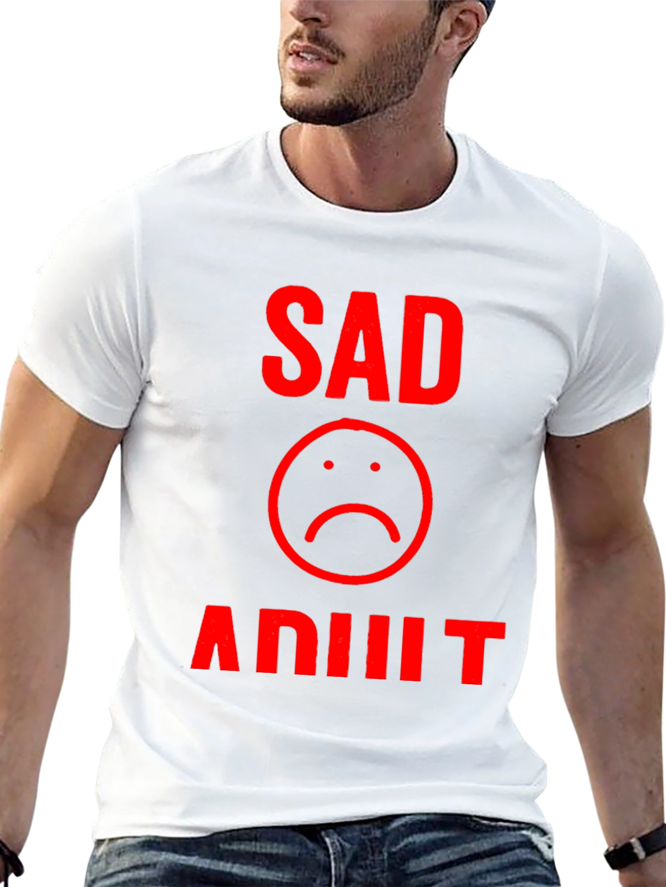 Sad Adult Graphic T-Shirt - Black