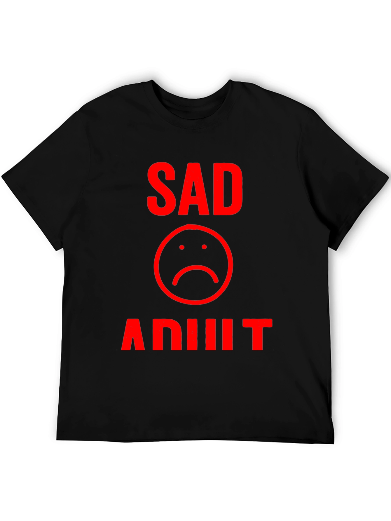 Sad Adult Graphic T-Shirt - Black