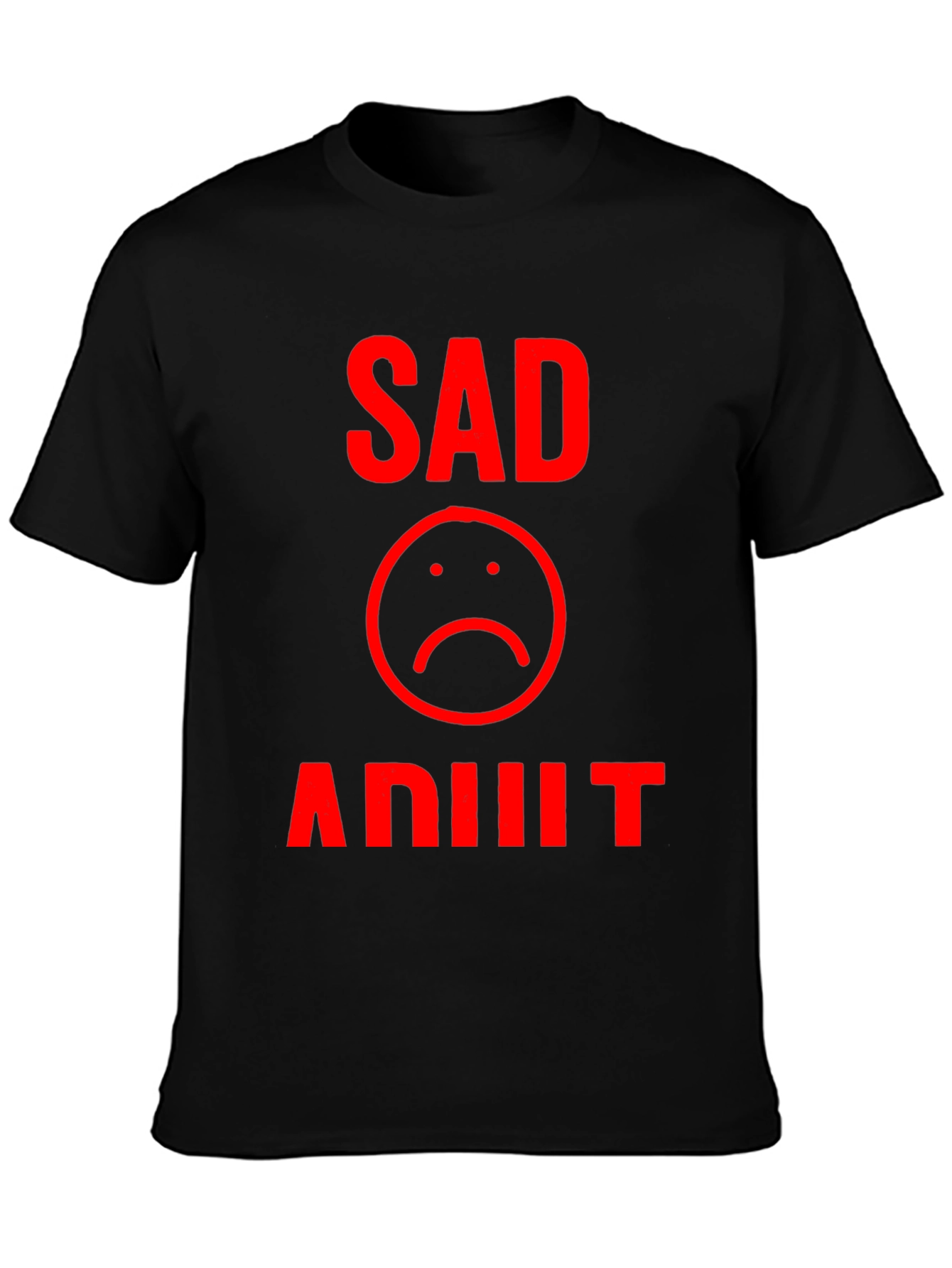 Sad Adult Graphic T-Shirt - Black