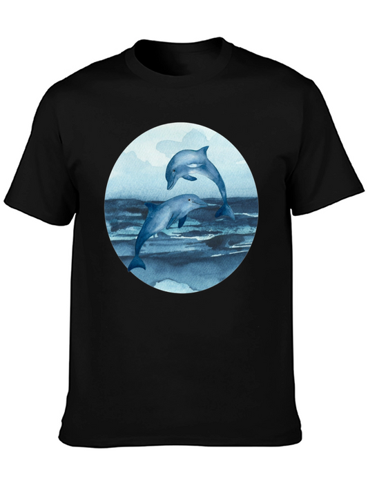 Dolphin T-Shirt - Round Print - Marine Life Tee