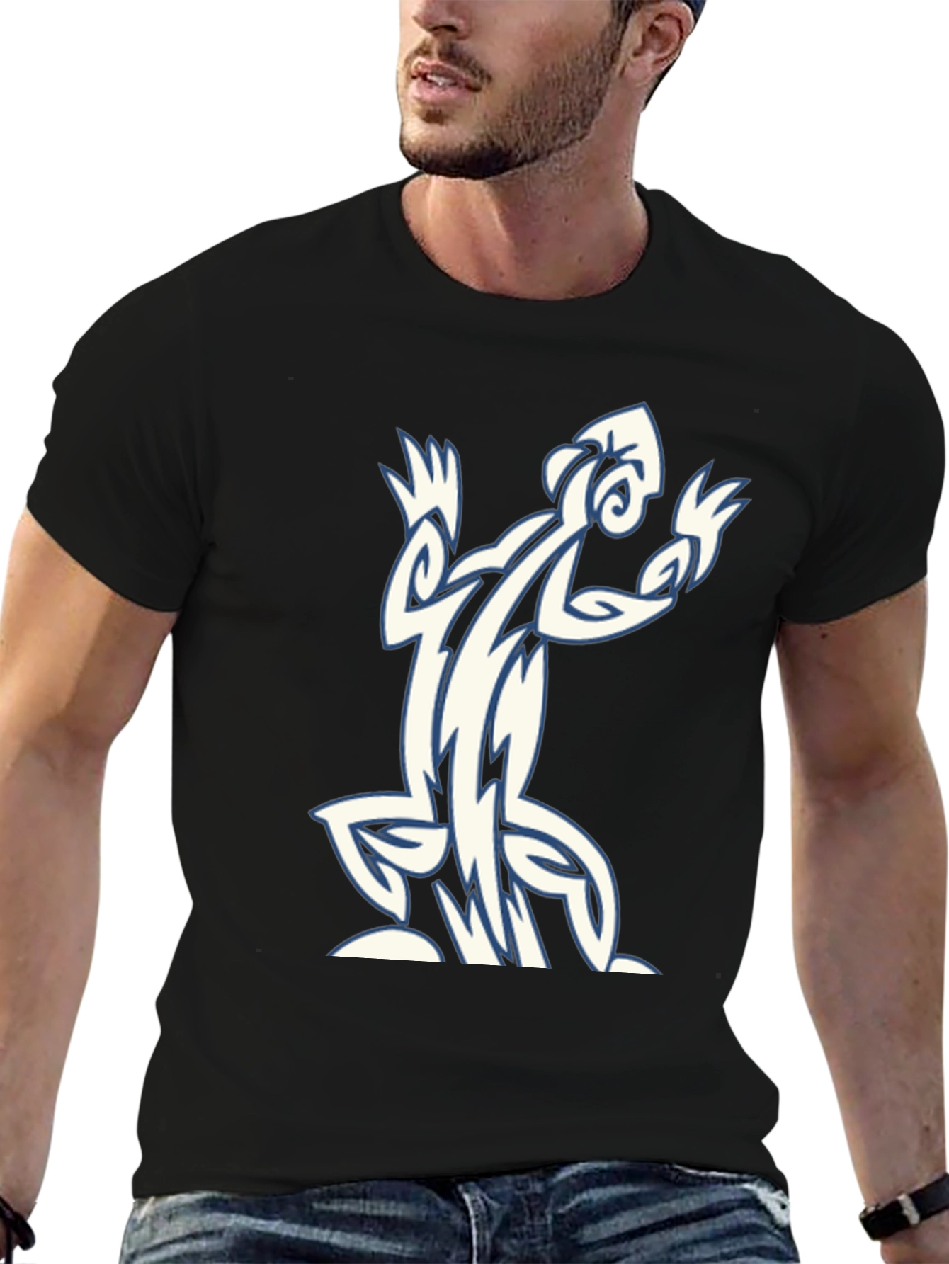 Tribal Lizard Graphic Black T-Shirt