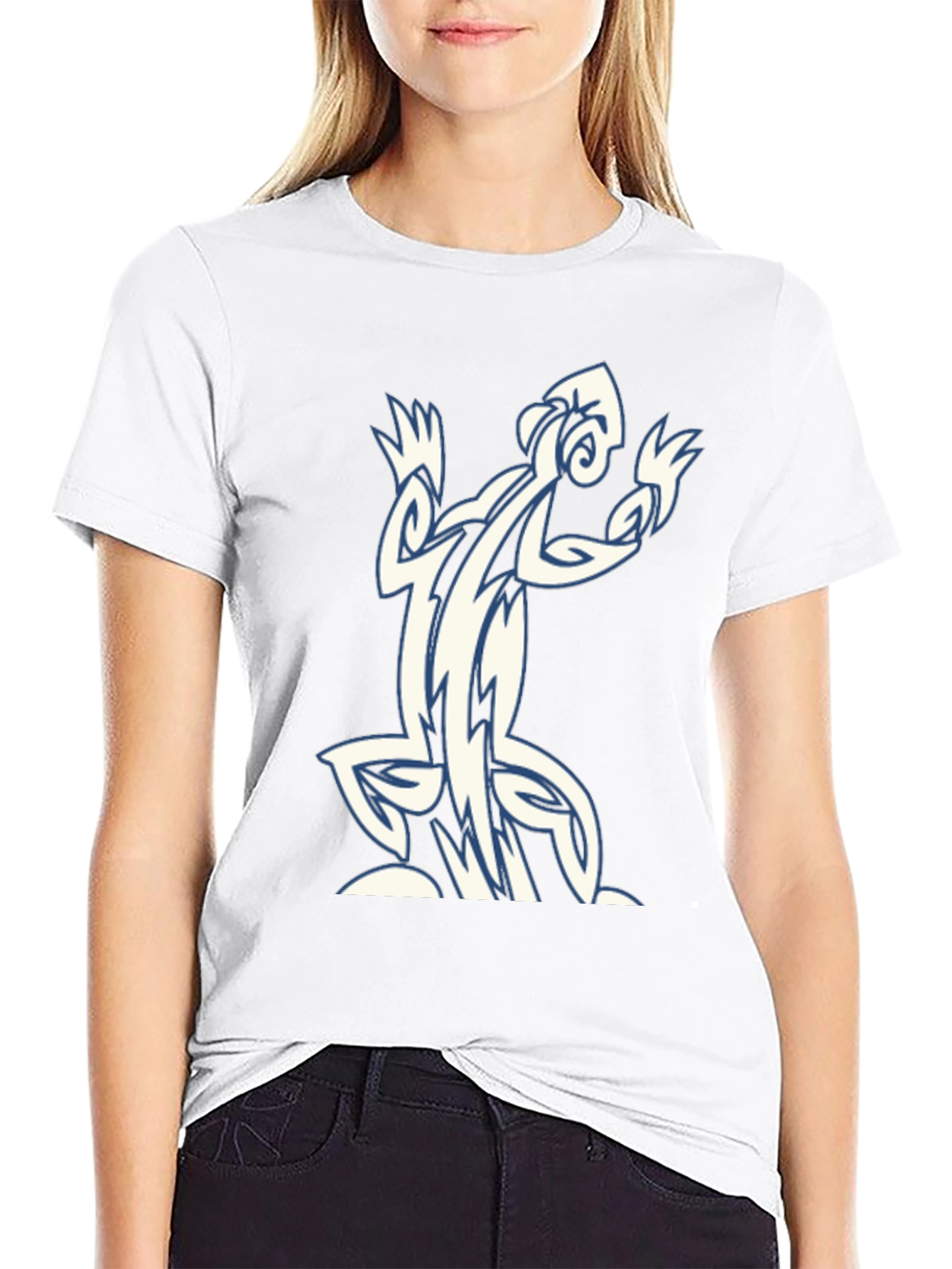 Tribal Lizard Graphic Black T-Shirt
