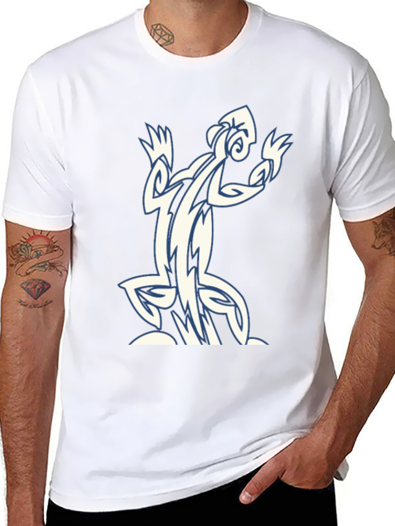 Tribal Lizard Graphic Black T-Shirt