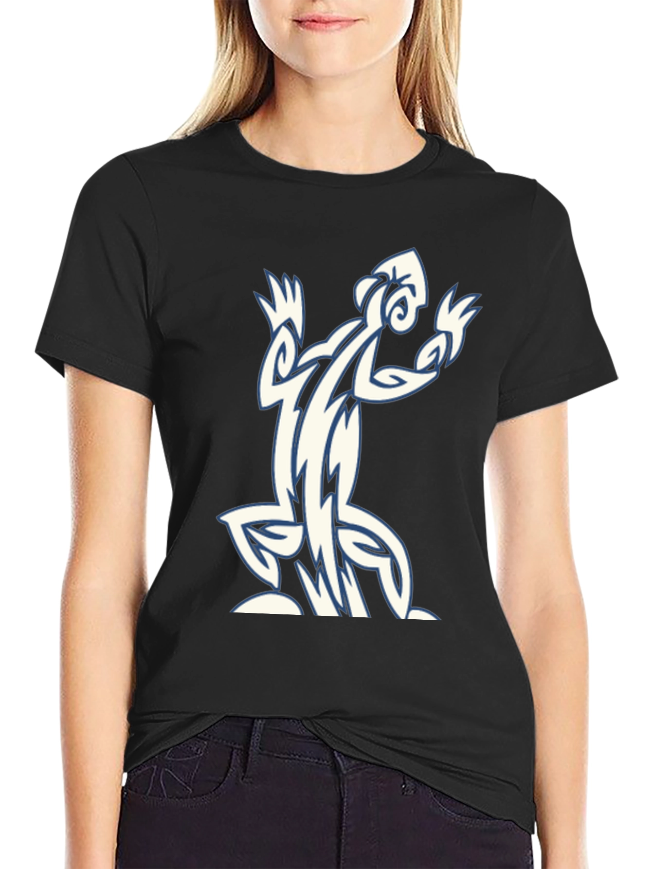 Tribal Lizard Graphic Black T-Shirt